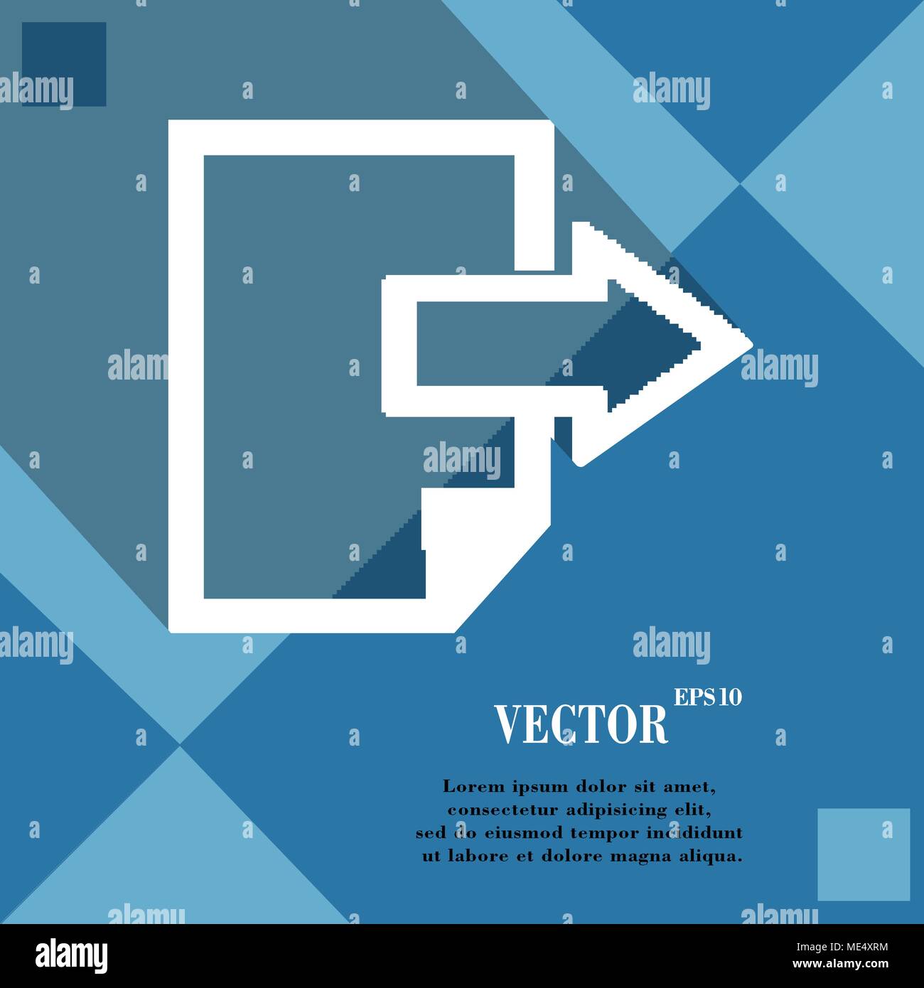 send Export file icon symbol on blue abstract geometric background with ...