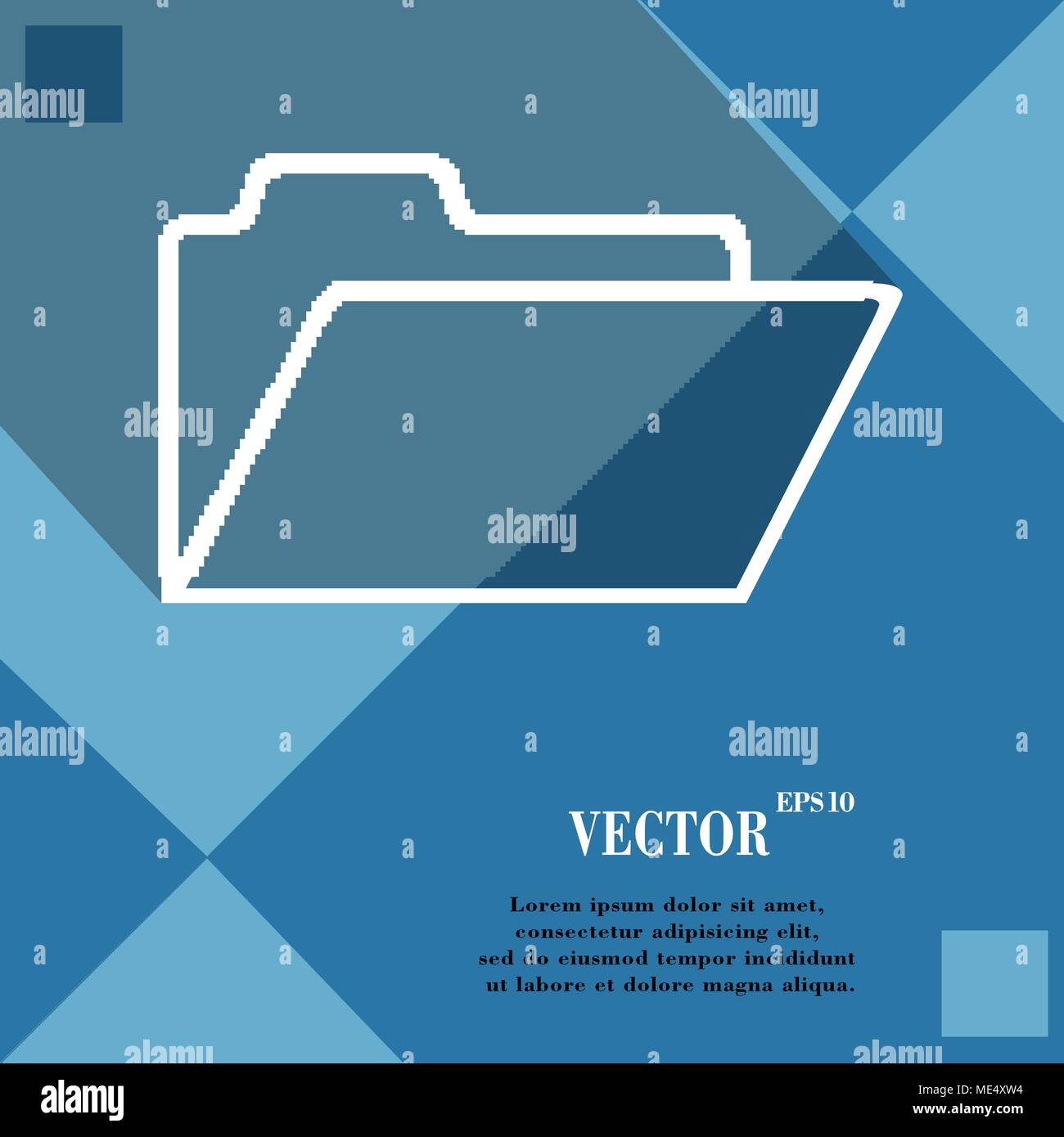 Document folder icon symbol on blue abstract geometric background with ...