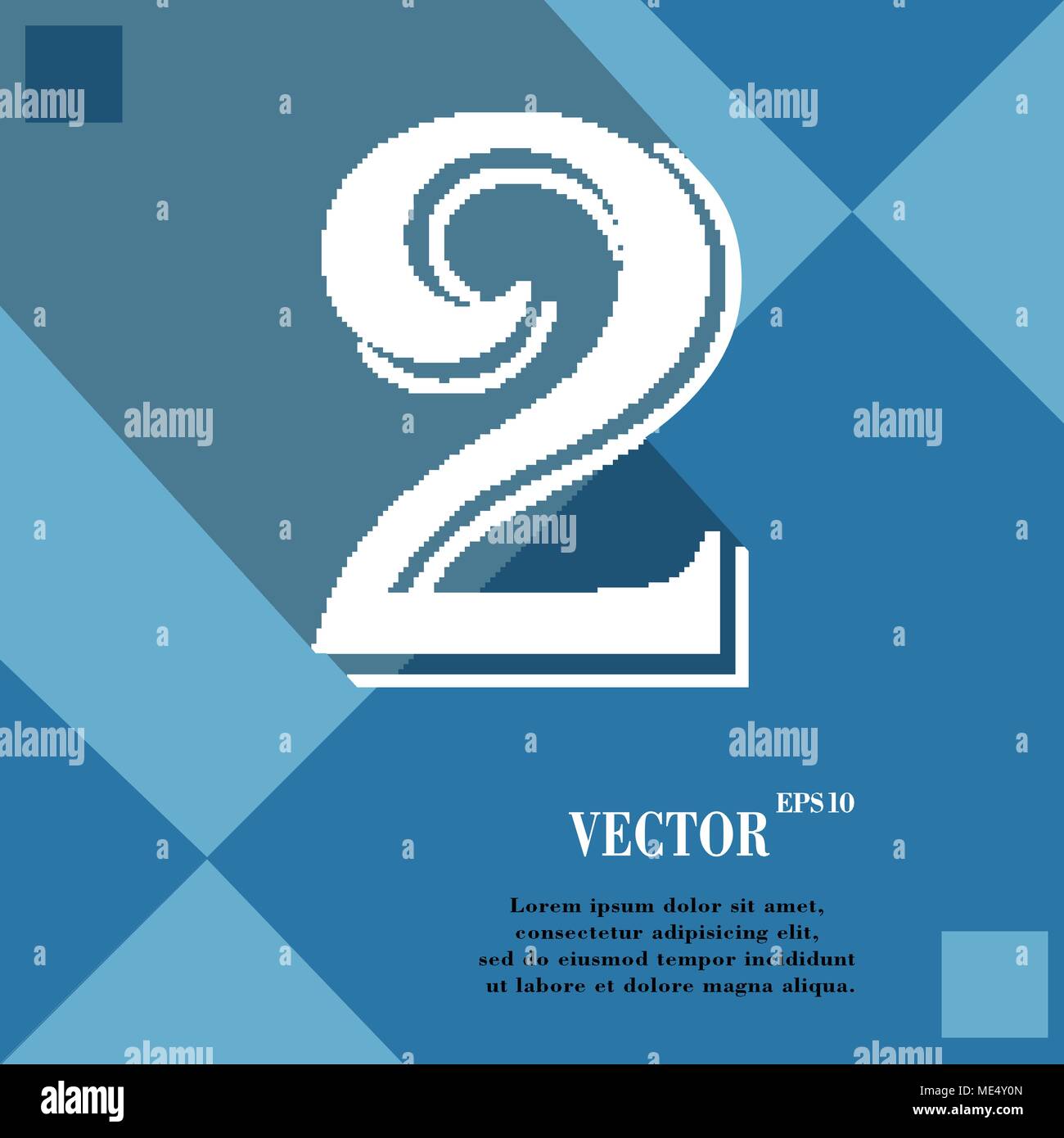 number two icon symbol on blue abstract geometric background with long ...