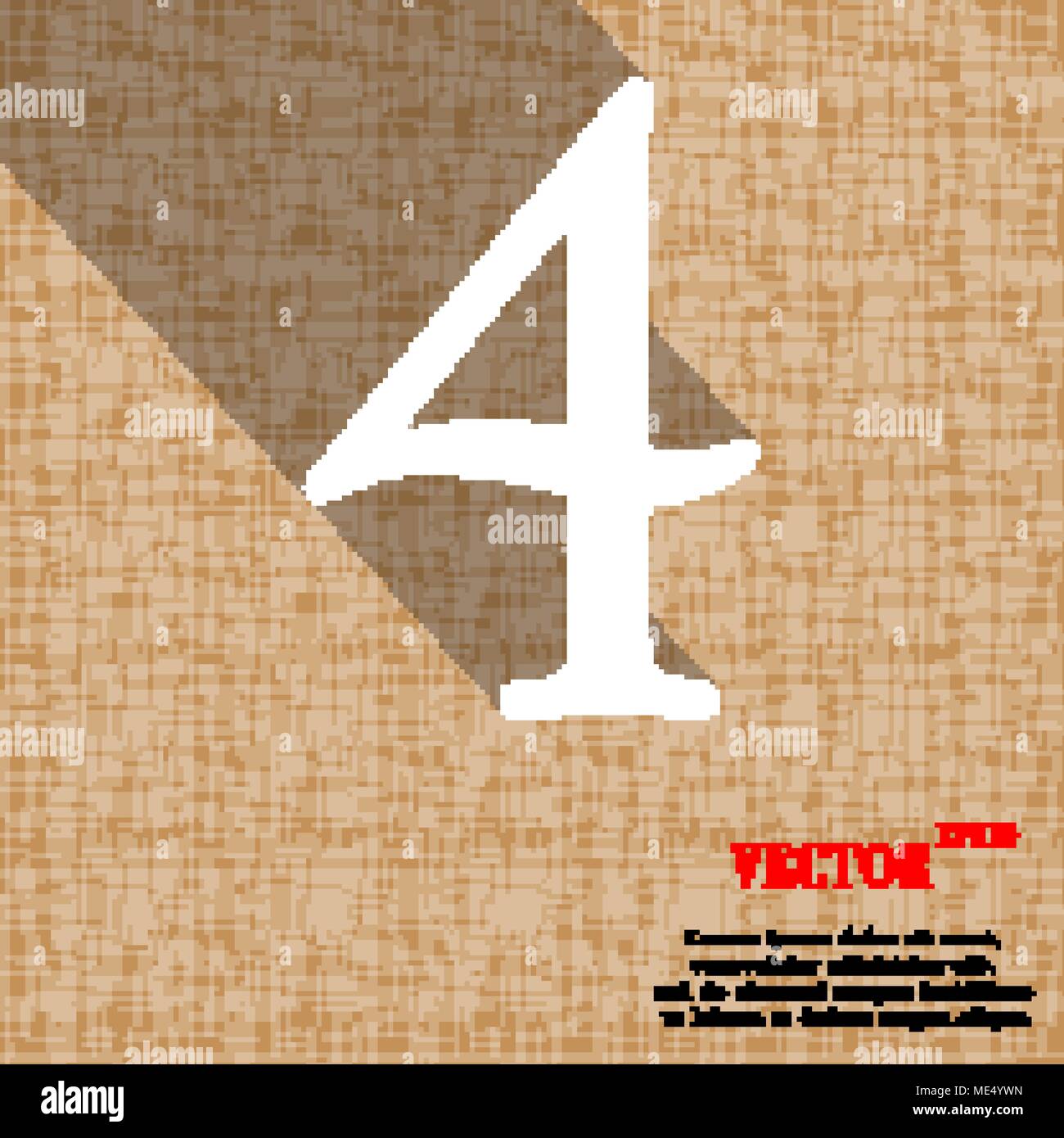 number four icon symbol on abstract geometric background with long ...