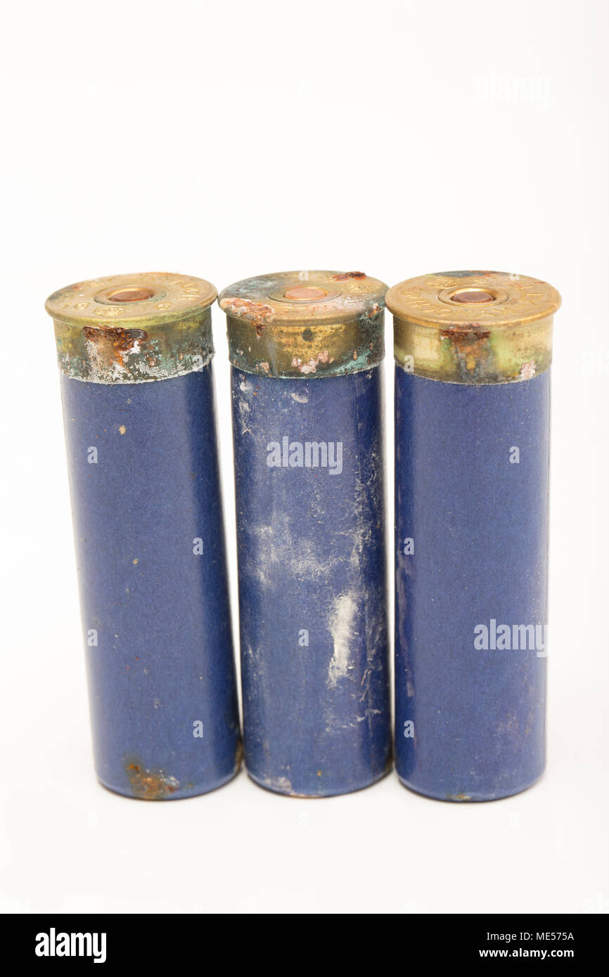 Old EleyKynoch 16bore paper cased shotgun cartridges that have been