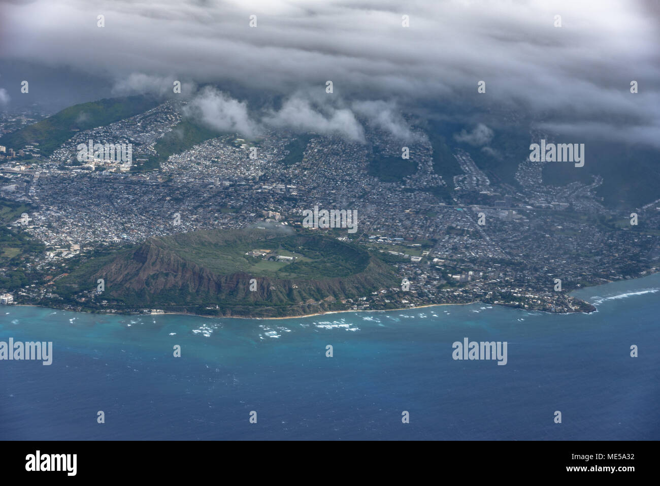 An aerial view of Diamond Head and the Honolulu suburbs Stock Photo - Alamy