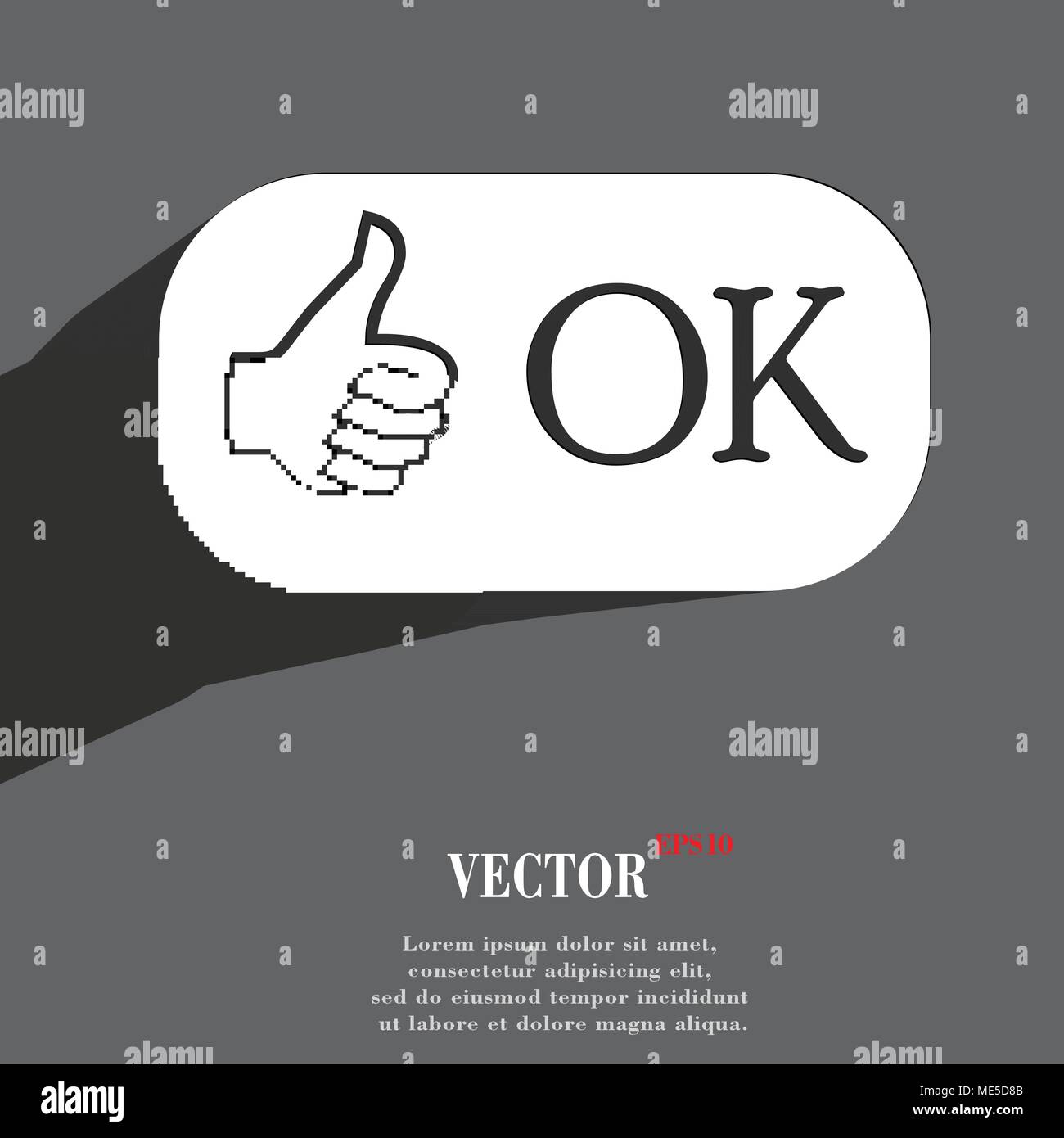 OK icon symbol Flat modern web design with long shadow and space for ...