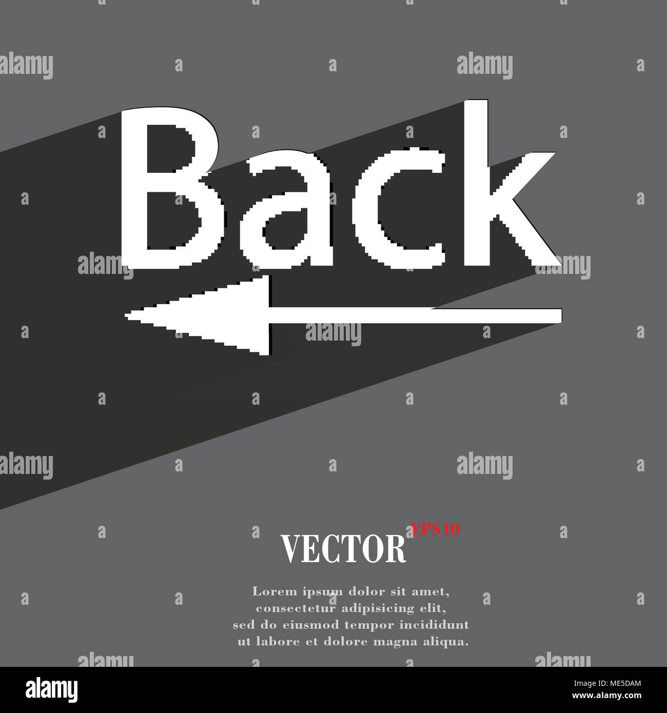 Back Arrow icon symbol Flat modern web design with long shadow and ...