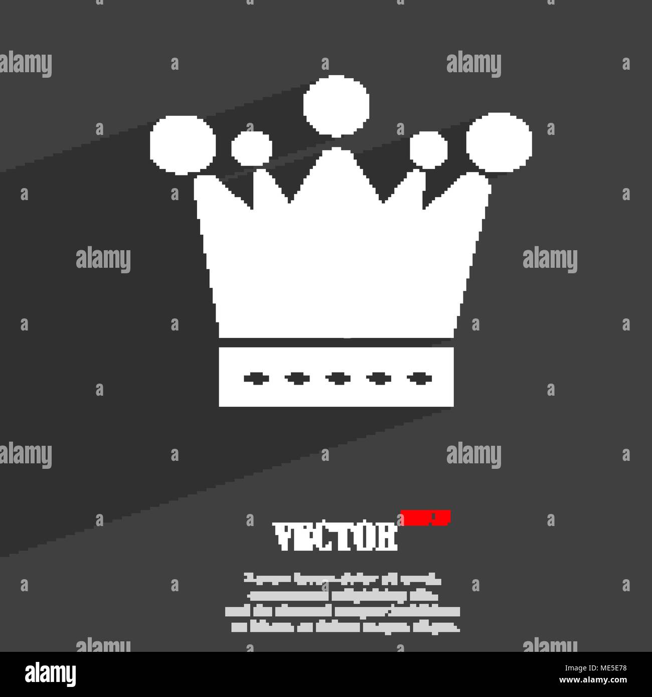 Crown icon symbol Flat modern web design with long shadow and space for ...