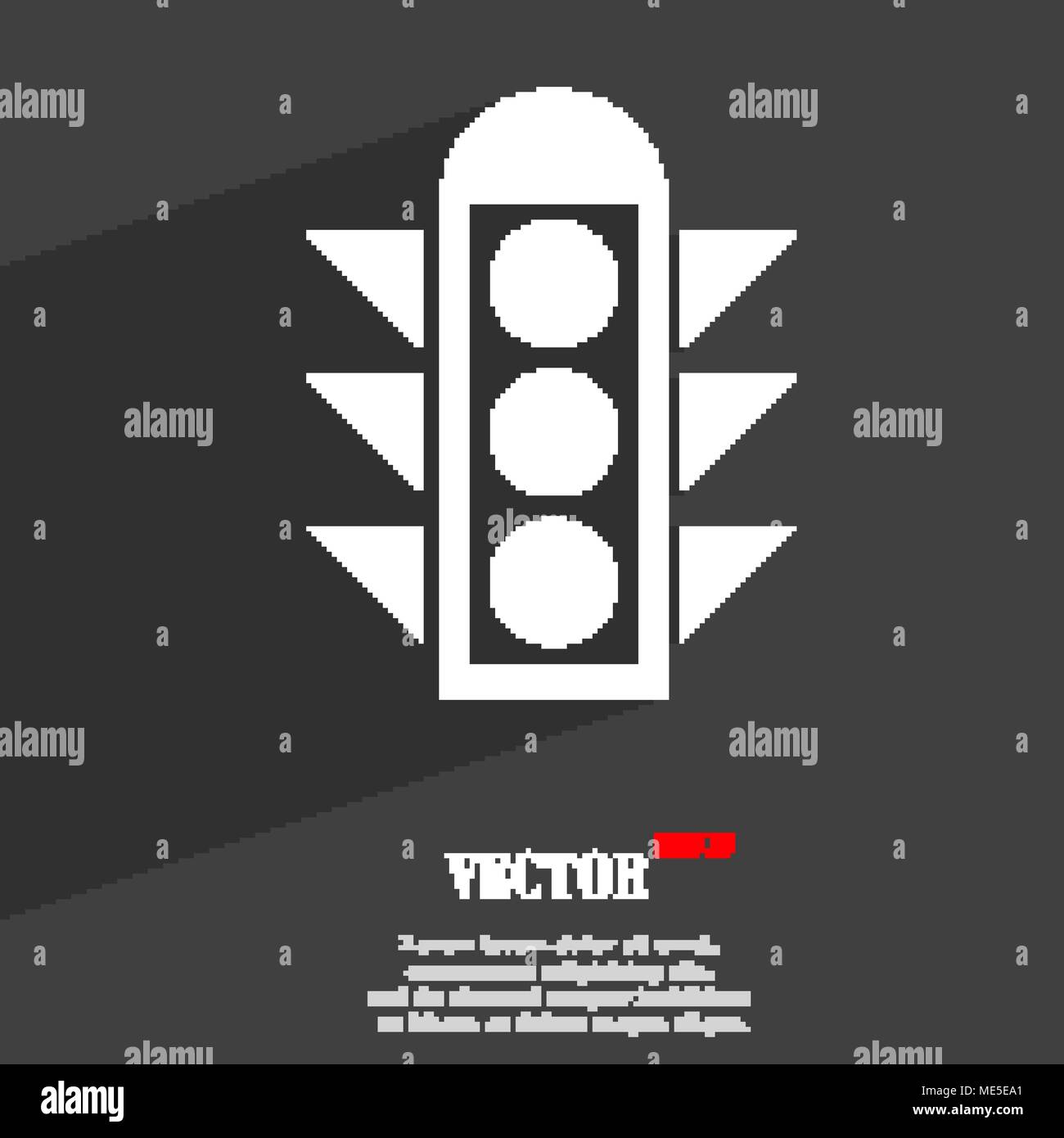 Traffic light signal icon symbol Flat modern web design with long ...