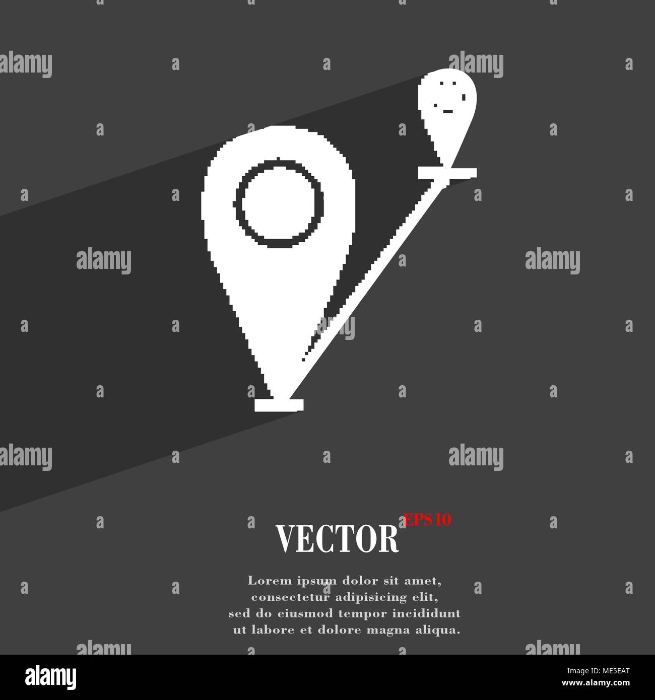 Map pointer icon symbol Flat modern web design with long shadow and ...