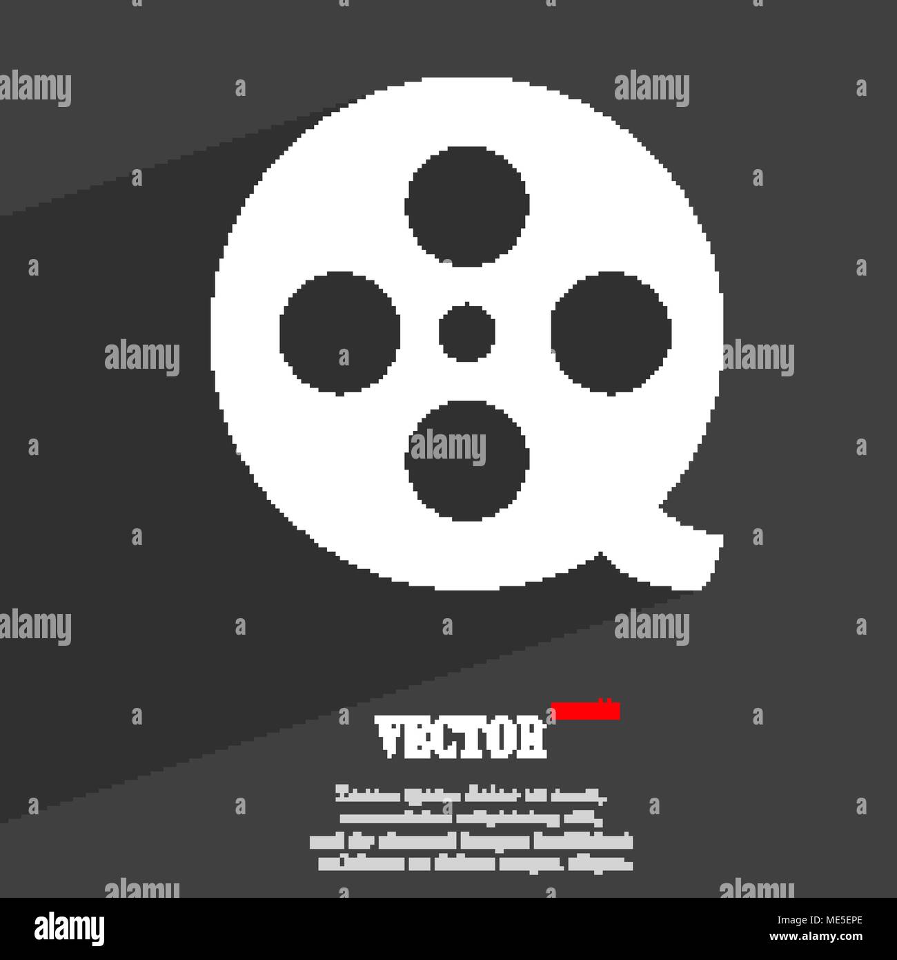 Film icon symbol Flat modern web design with long shadow and space for ...