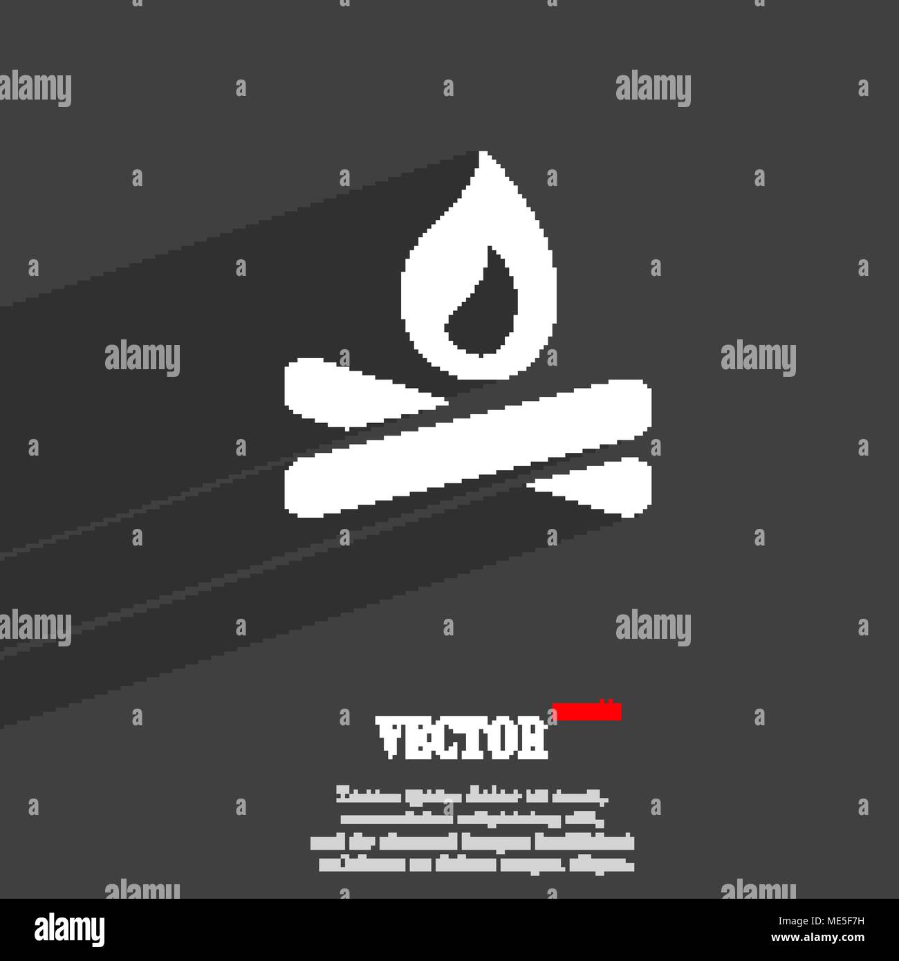 Fire flame icon symbol Flat modern web design with long shadow and ...