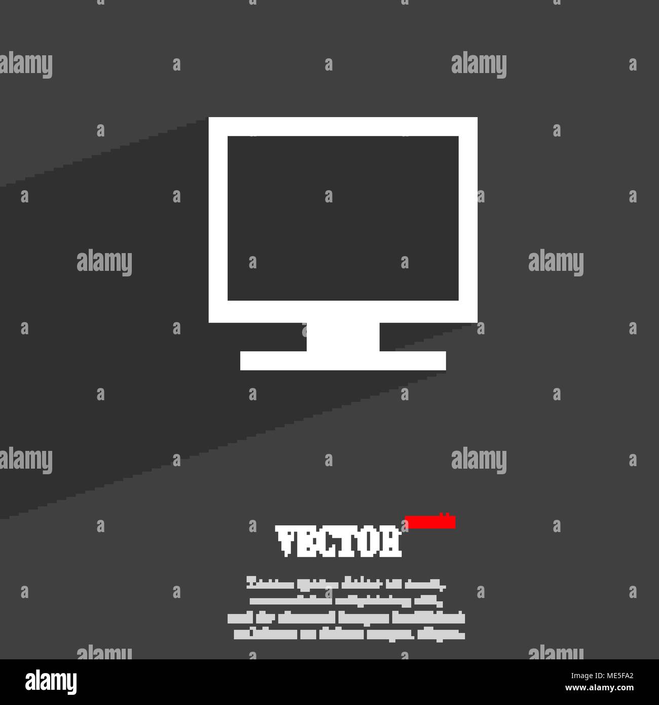 Computer widescreen monitor icon symbol Flat modern web design with ...