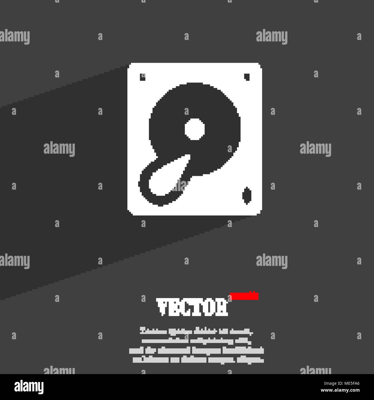 Hard disk and database icon symbol Flat modern web design with long ...