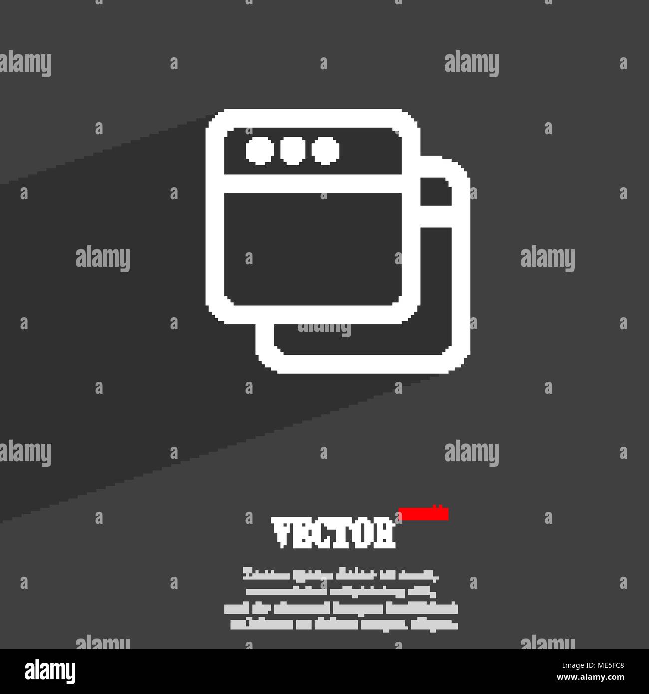 Simple Browser window icon symbol Flat modern web design with long ...