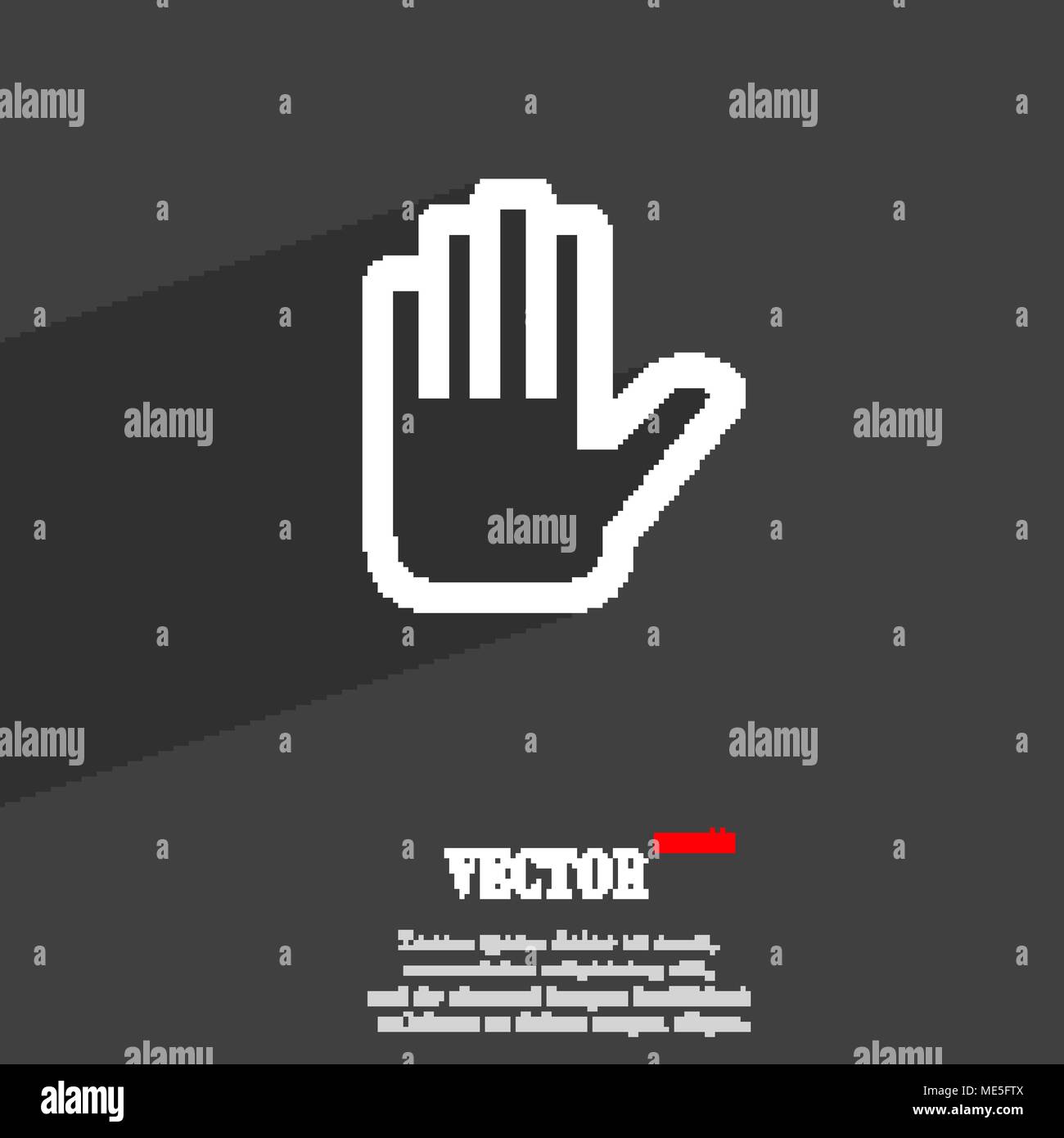 Hand print, Stop icon symbol Flat modern web design with long shadow ...