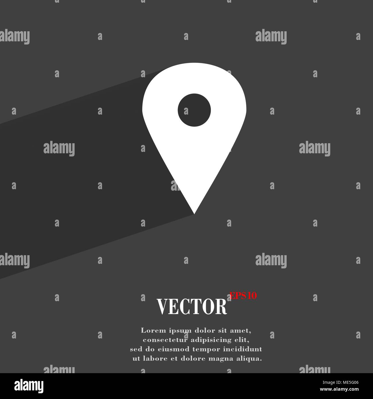 Map pointer, GPS location icon symbol Flat modern web design with long ...