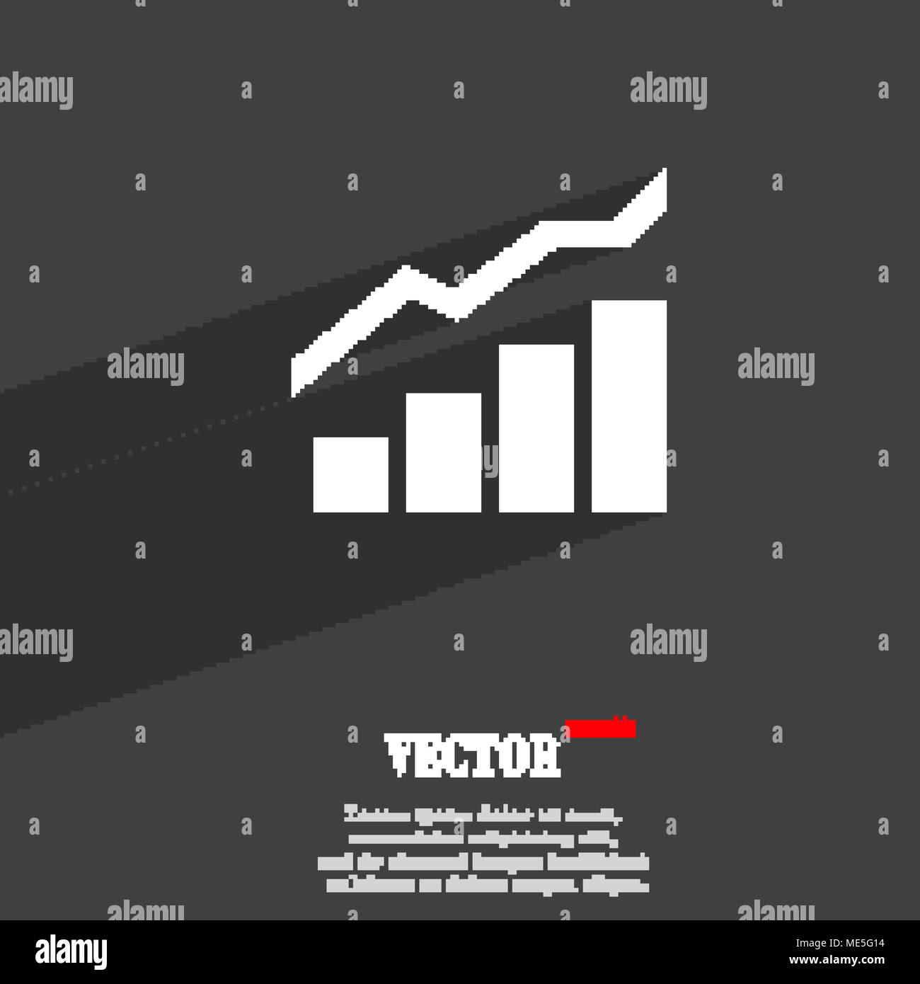 Growth and development concept. graph of Rate  icon symbol Flat modern web design with long shadow and space for your text. Vector illustration Stock Vector