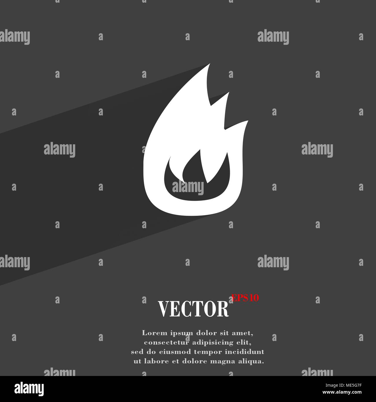 Fire flame icon symbol Flat modern web design with long shadow and ...
