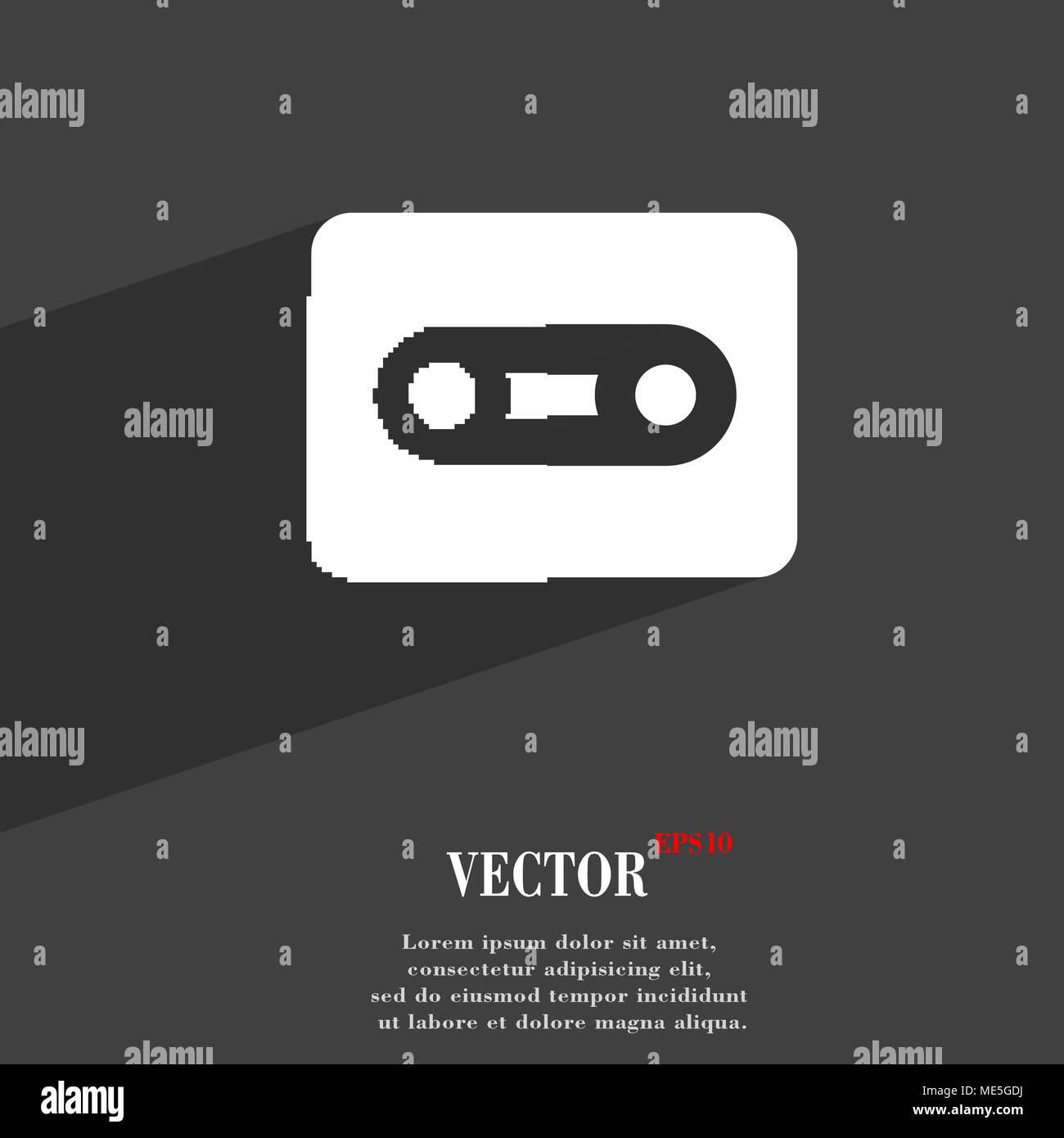Cassette icon symbol Flat modern web design with long shadow and space ...