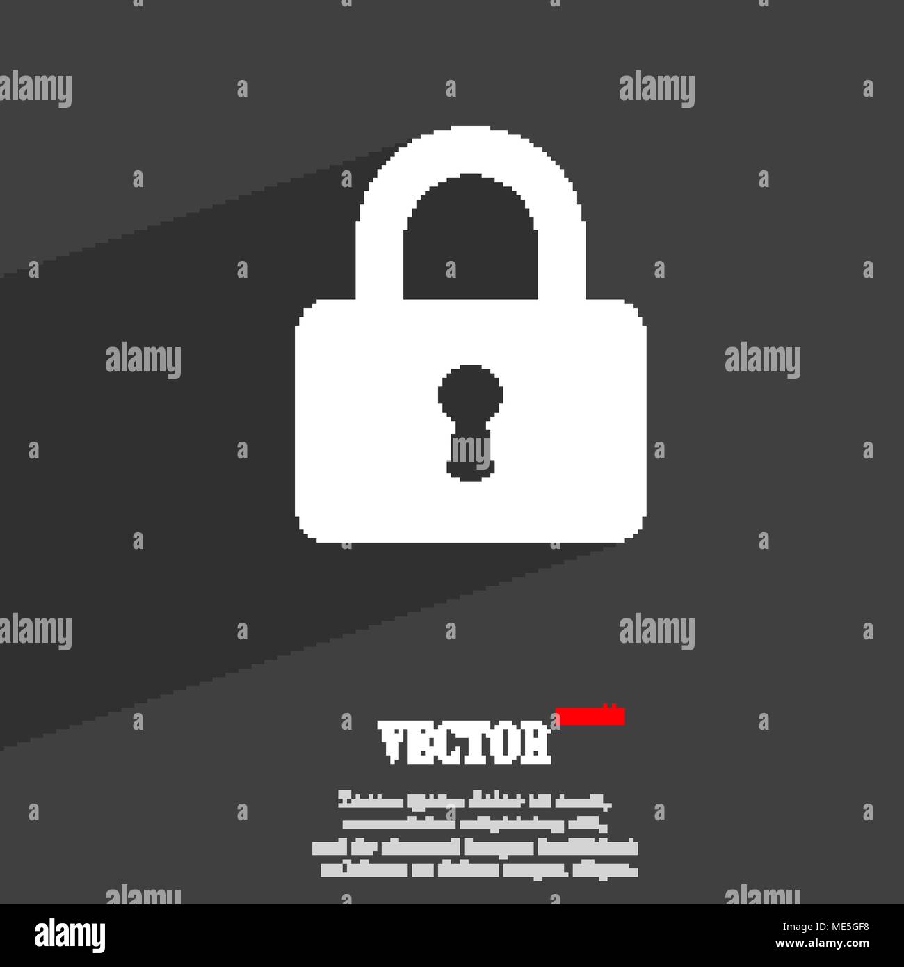 Pad Lock icon symbol Flat modern web design with long shadow and space ...