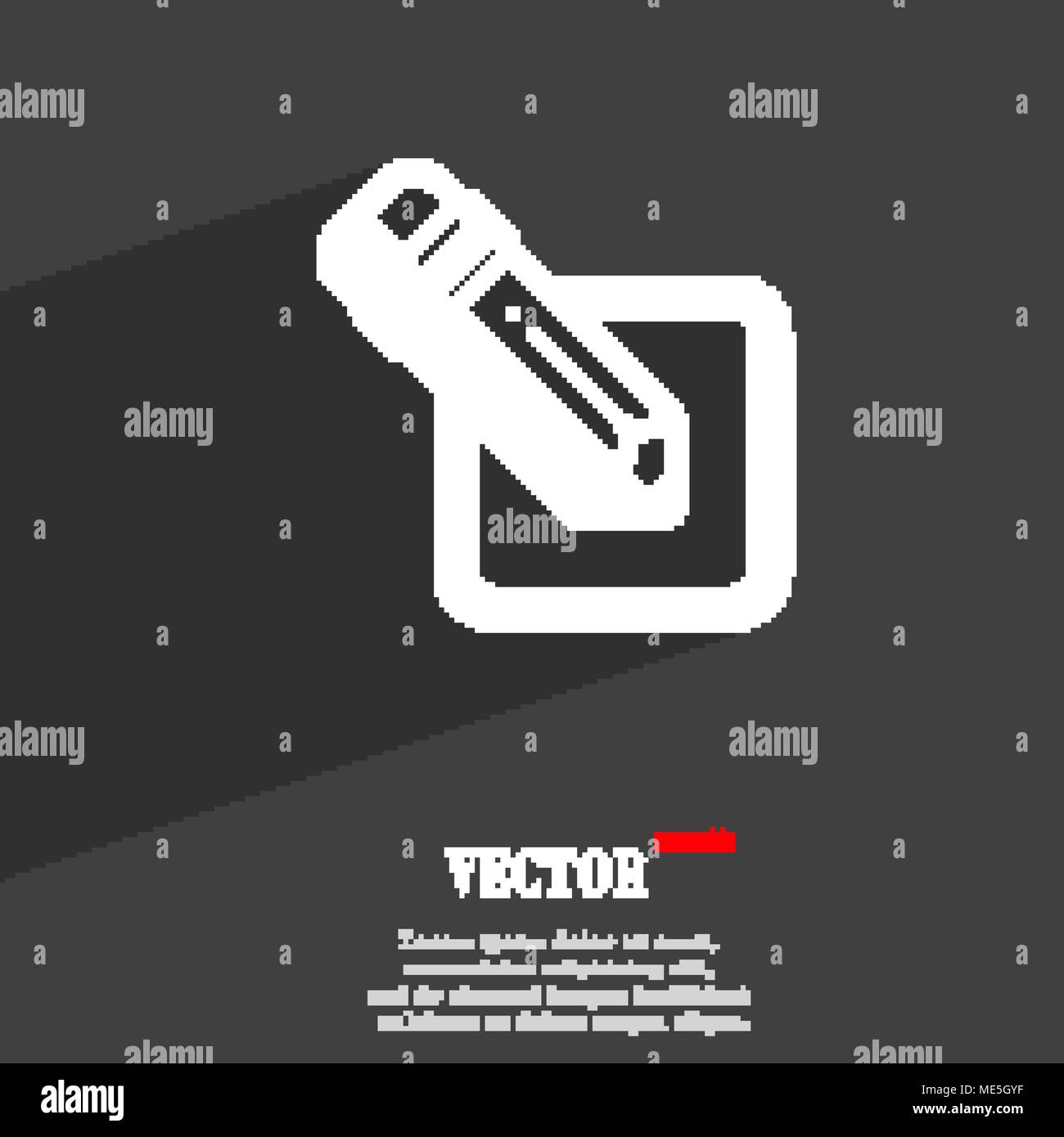 pencil icon symbol Flat modern web design with long shadow and space ...