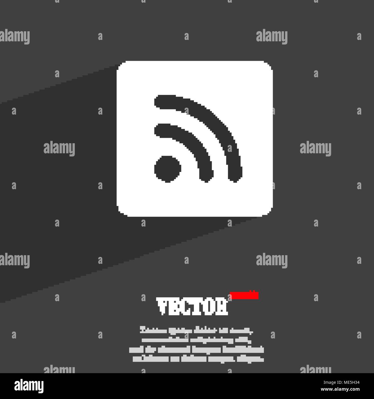 RSS feed  icon symbol Flat modern web design with long shadow and space for your text. Vector illustration Stock Vector