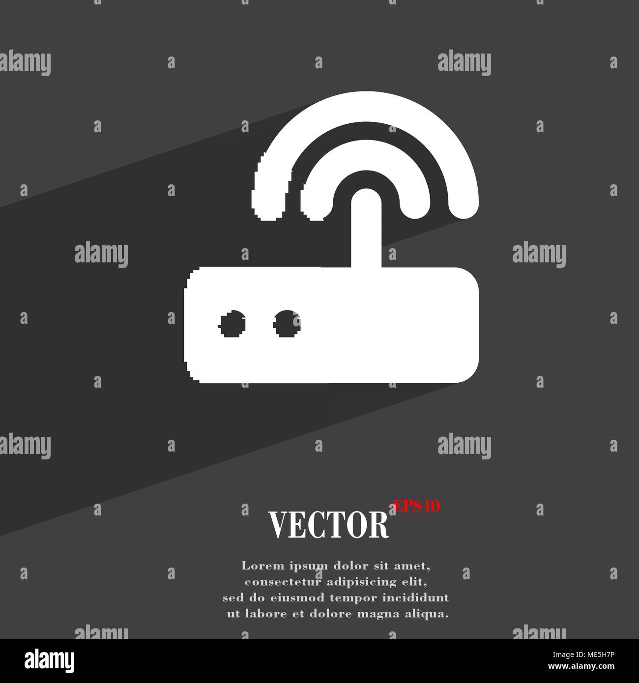 Wi fi router icon symbol Flat modern web design with long shadow and ...