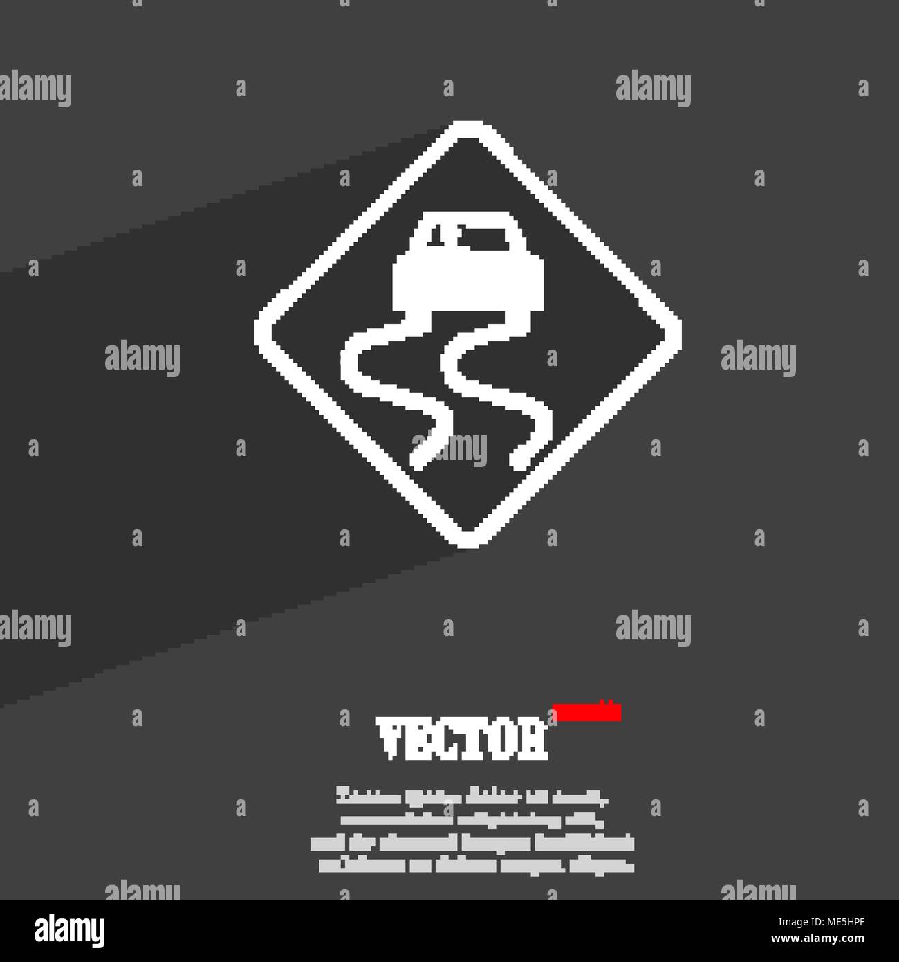 Road slippery icon symbol Flat modern web design with long shadow and ...