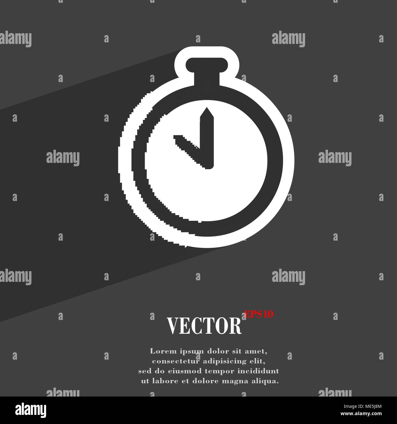 The stopwatch icon symbol Flat modern web design with long shadow and space for your text