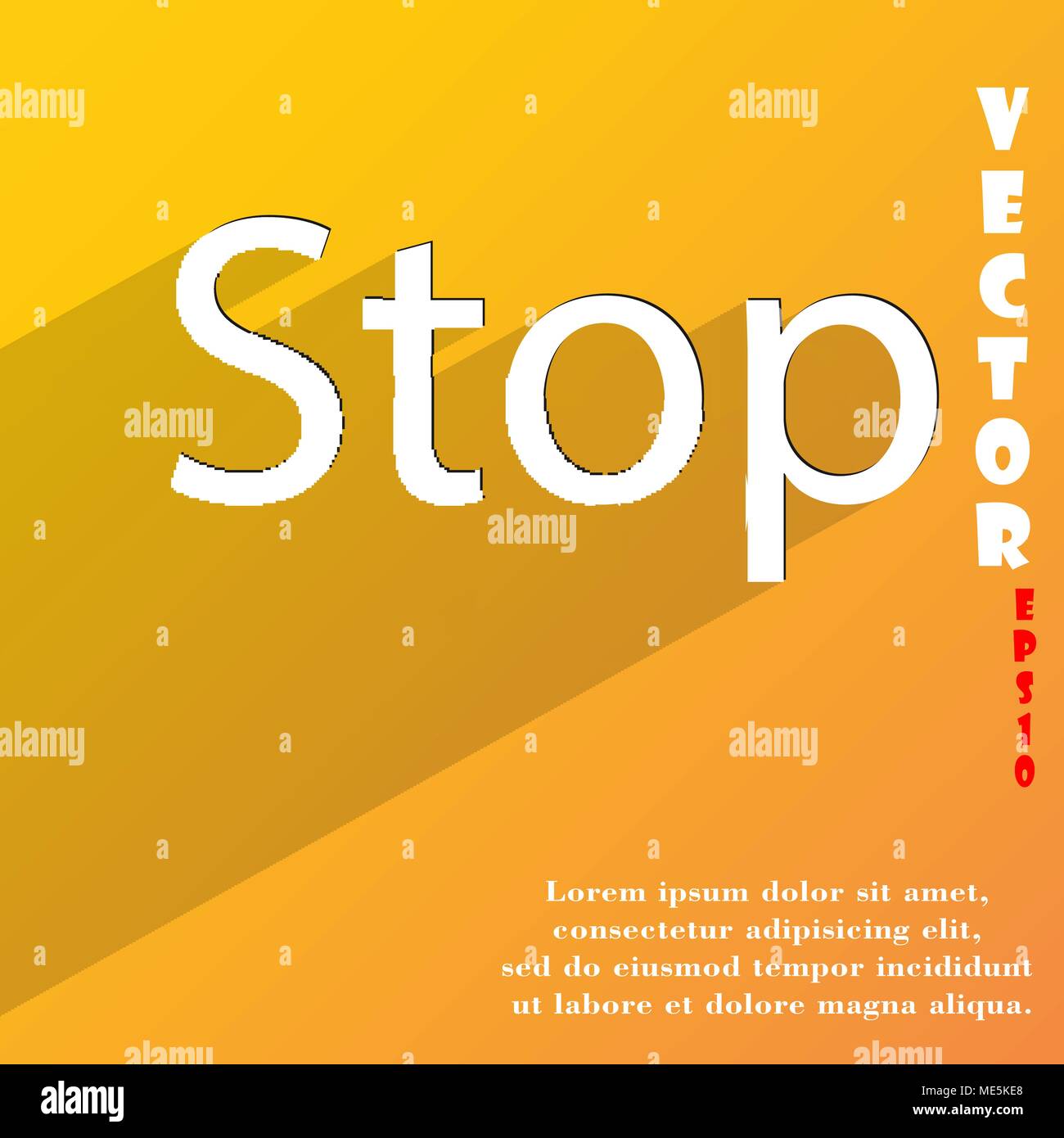Stop icon symbol Flat modern web design with long shadow and space for ...