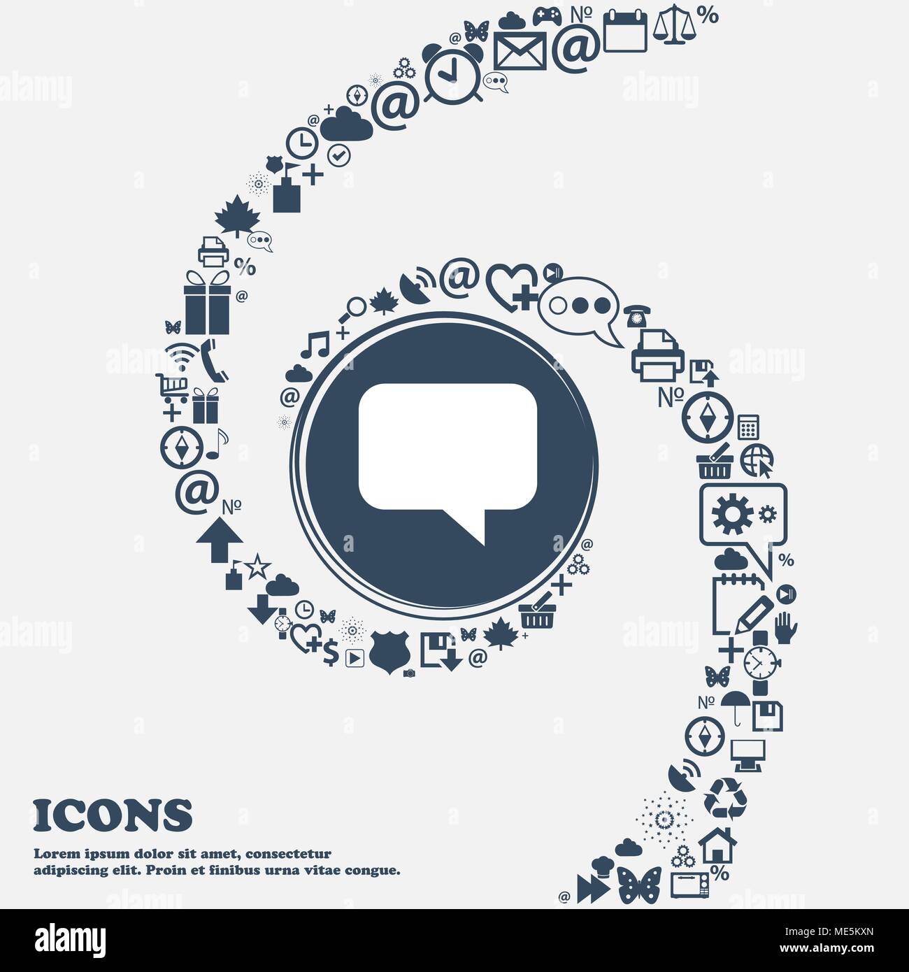 Speech Bubble Chat Think Icon Sign In The Center Around The Many Beautiful Symbols Twisted In A Spiral You Can Use Each Separately For Your Design Stock Vector Image Art