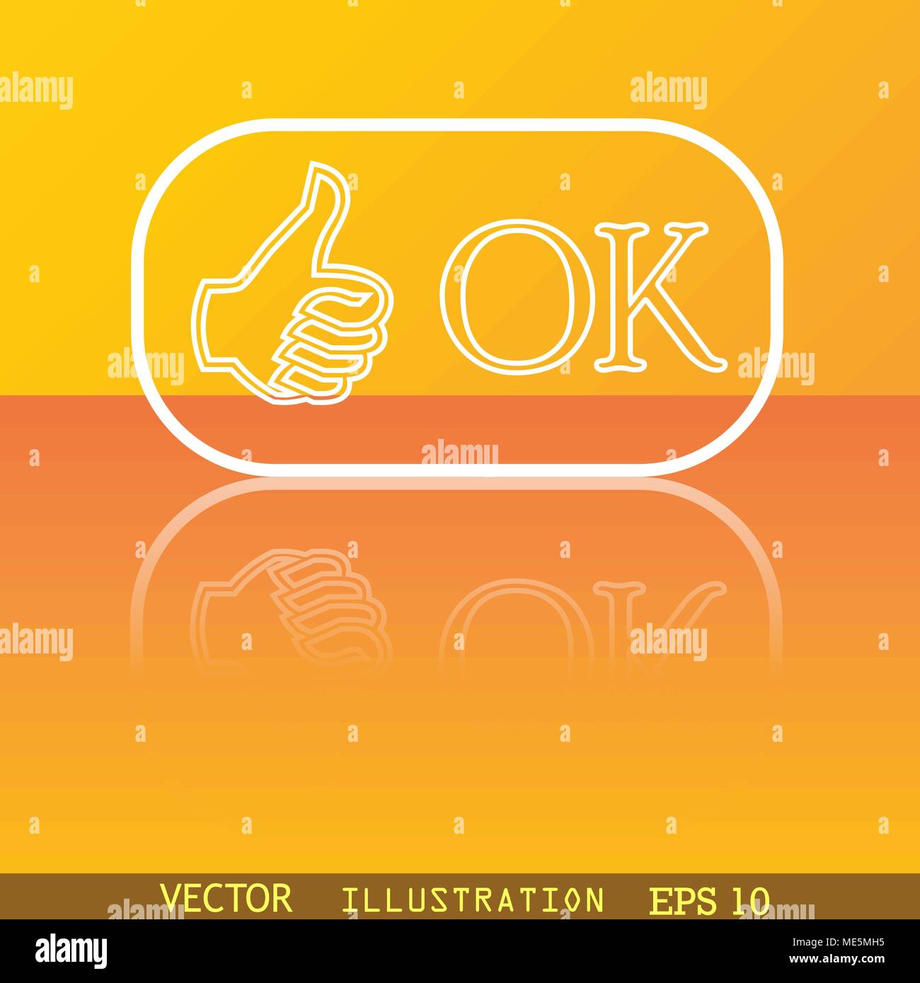 OK icon symbol Flat modern web design with reflection and space for ...