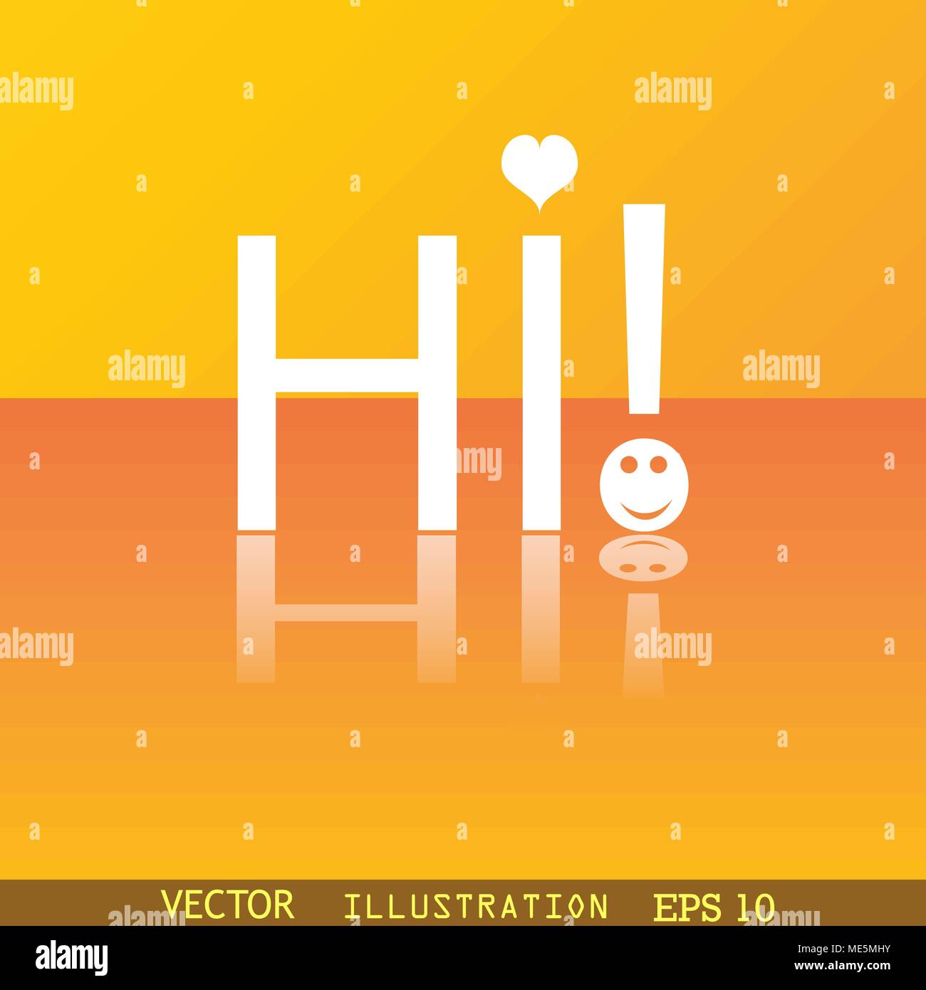 HI icon symbol Flat modern web design with reflection and space for ...