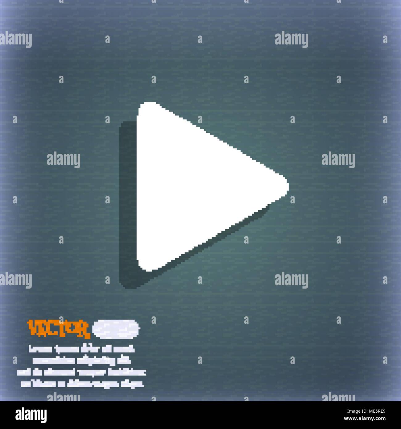 play icon symbol on the blue-green abstract background with shadow and ...