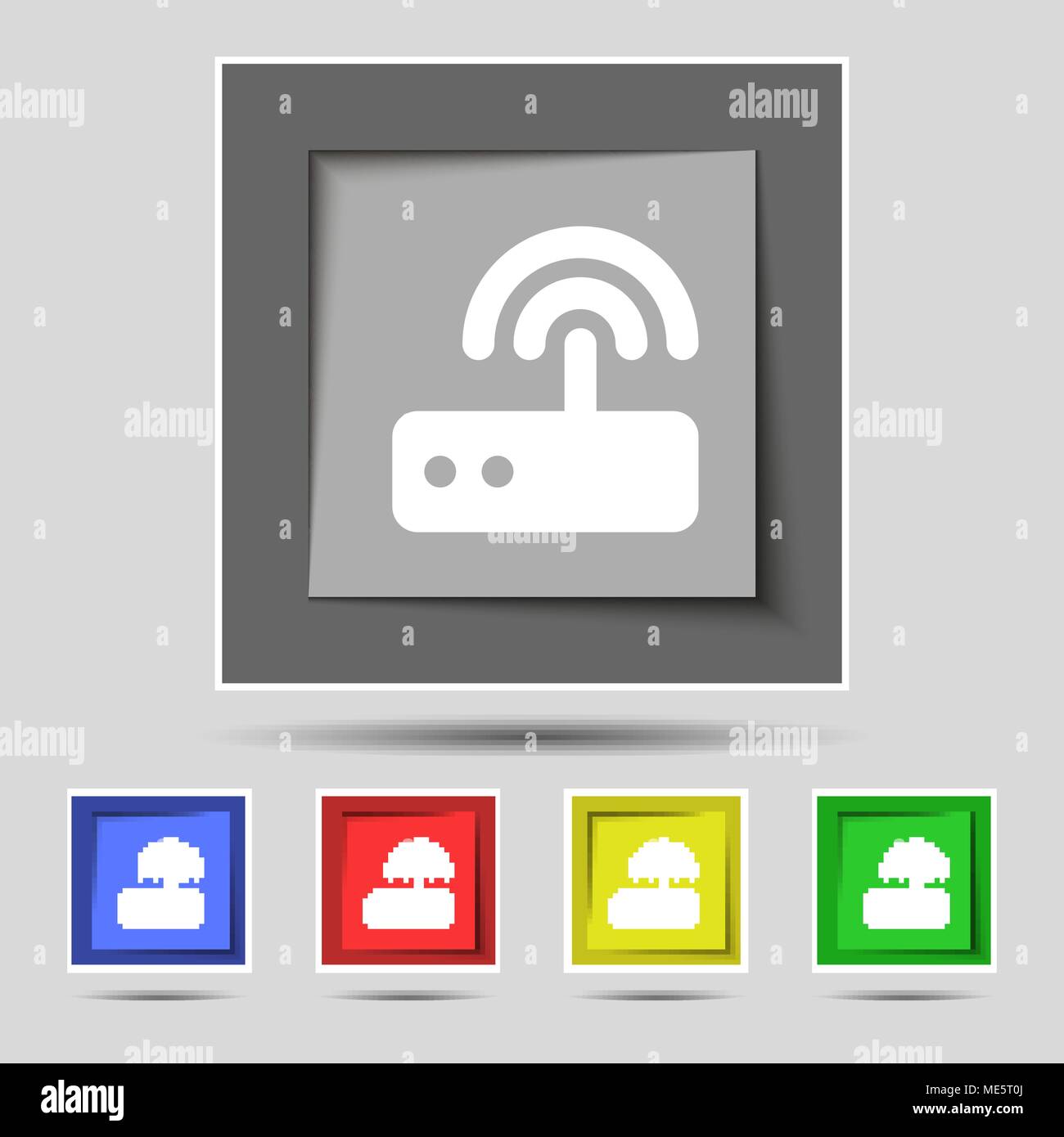 Wi fi router icon sign on original five colored buttons. Vector ...