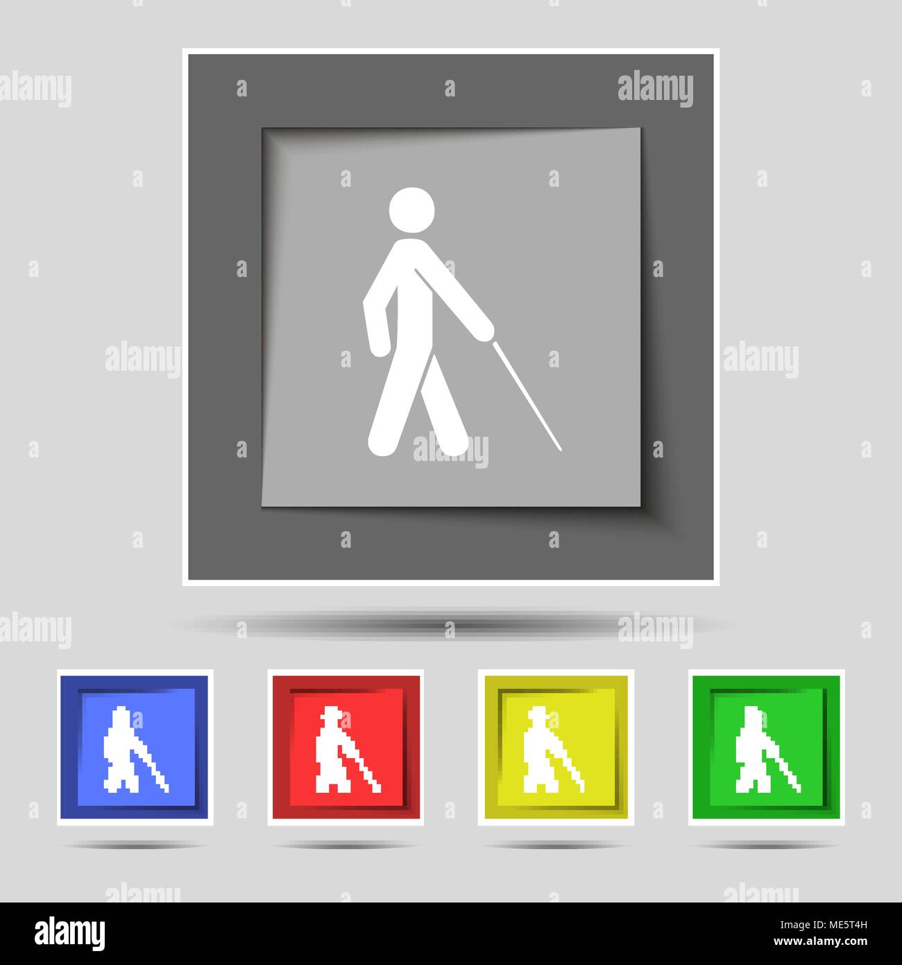 blind icon sign on original five colored buttons. Vector illustration Stock Vector