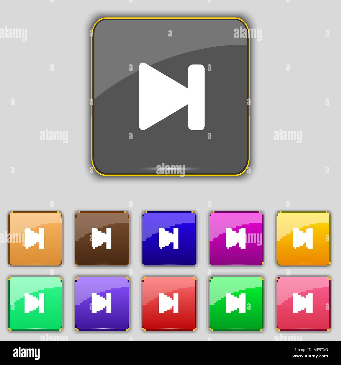 next track icon sign. Set with eleven colored buttons for your site ...