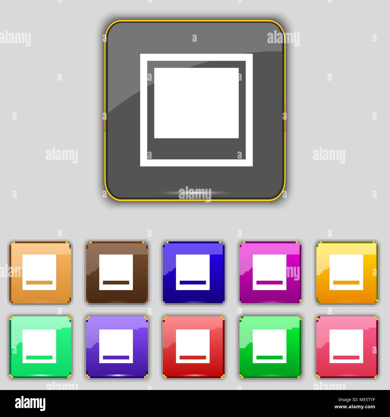 Photo frame template icon sign. Set with eleven colored buttons for ...