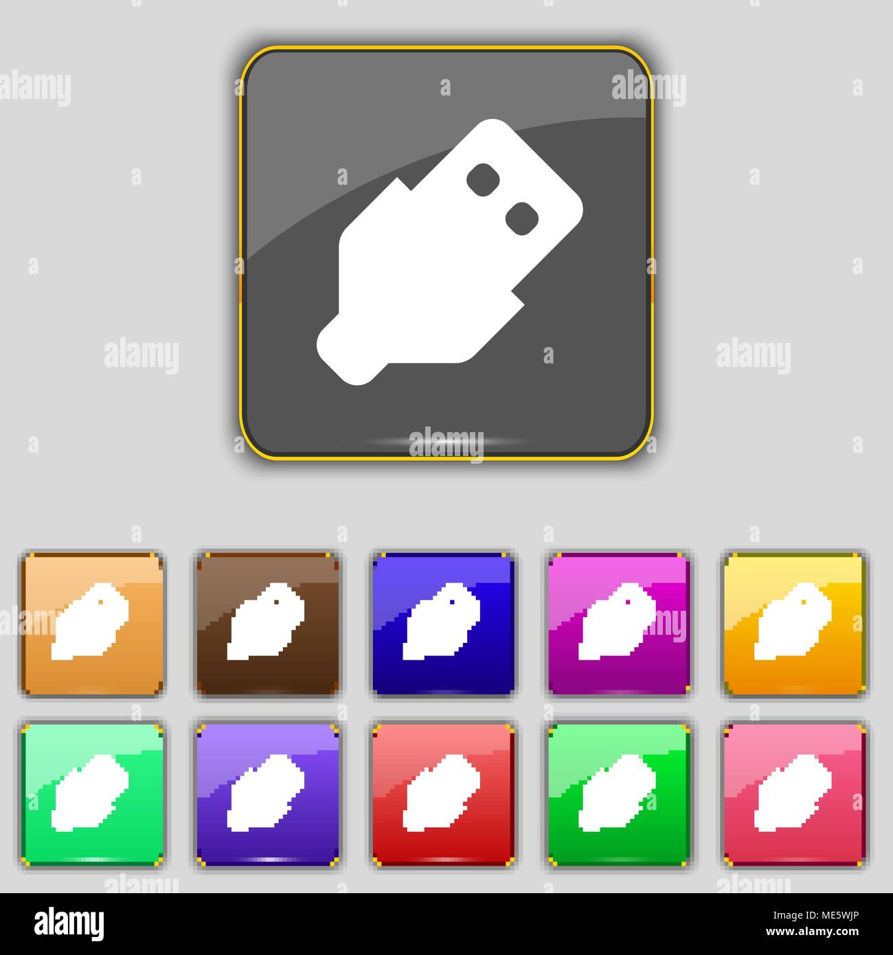 USB icon sign. Set with eleven colored buttons for your site. Vector ...