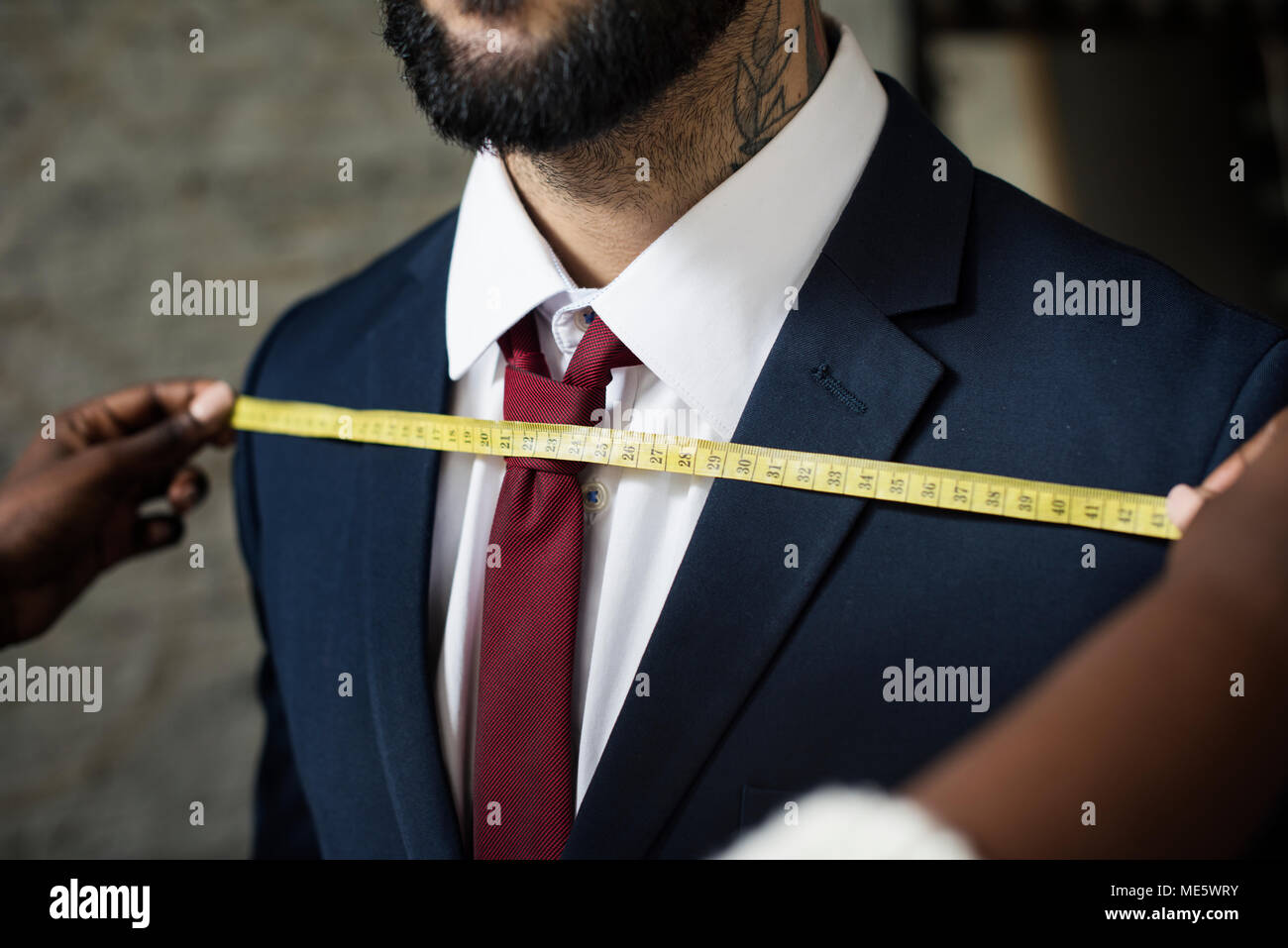 Woman measure man tailor hi-res stock photography and images - Alamy