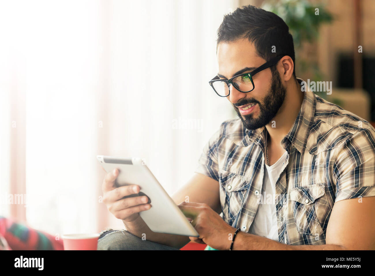 Using Tablet for Business Stock Photo