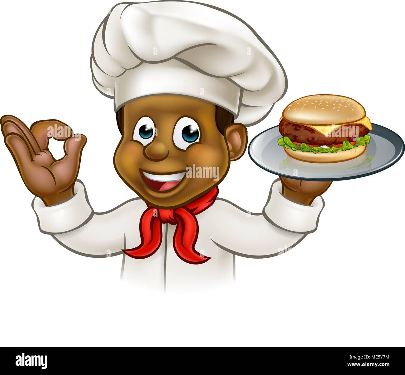 Cartoon Character Chef Holding Burger Stock Vector