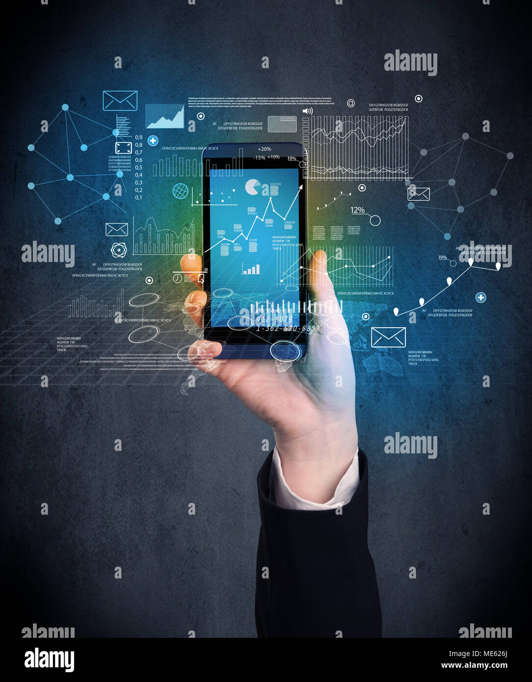 Caucasian hand in business suit holding a smartphone Stock Photo - Alamy