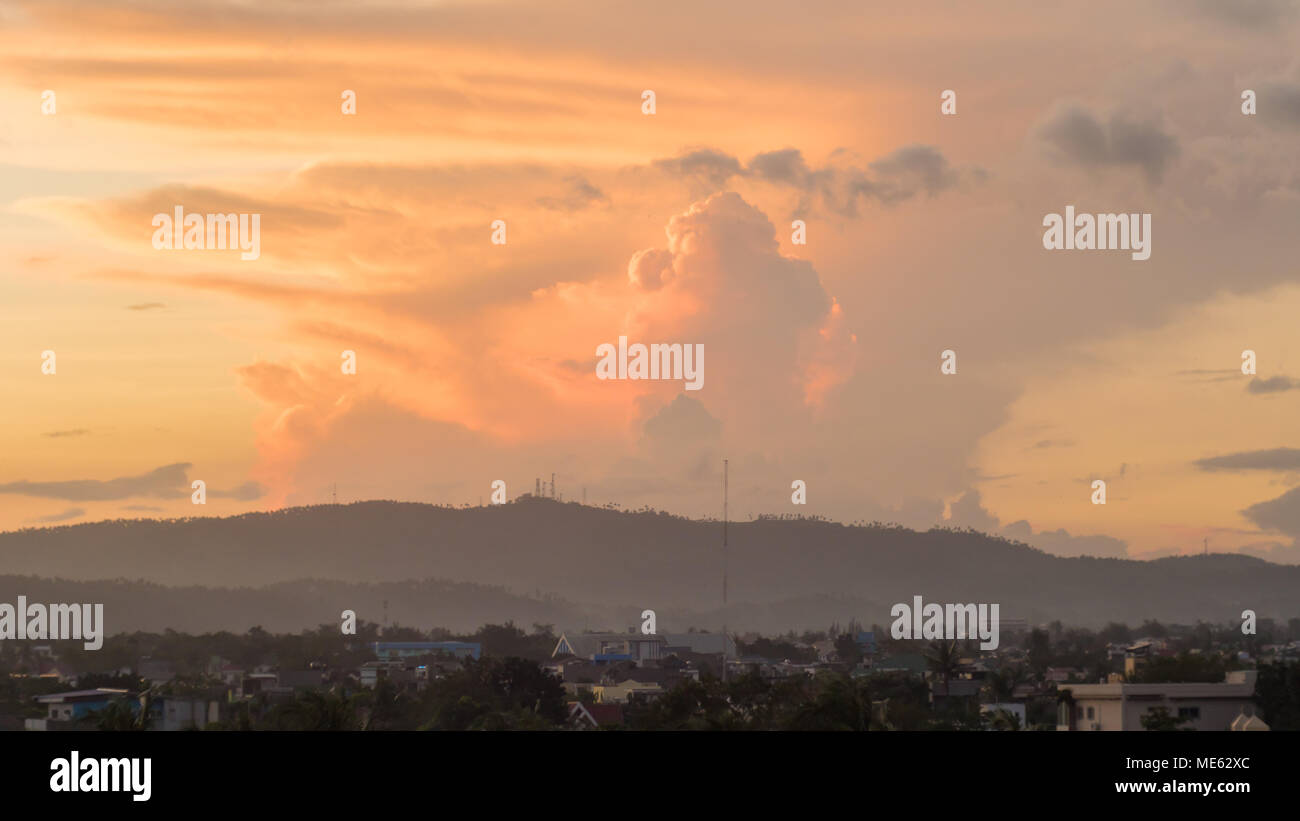 Red powerful storm clouds in the Philippines Stock Photo