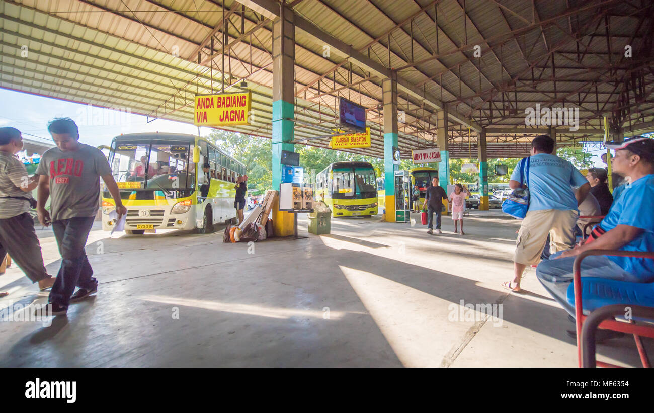 Tagbilaran, Philippines - January 5, 2018: Bus station in the Filipino city of Tagbilaran. Stock Photo