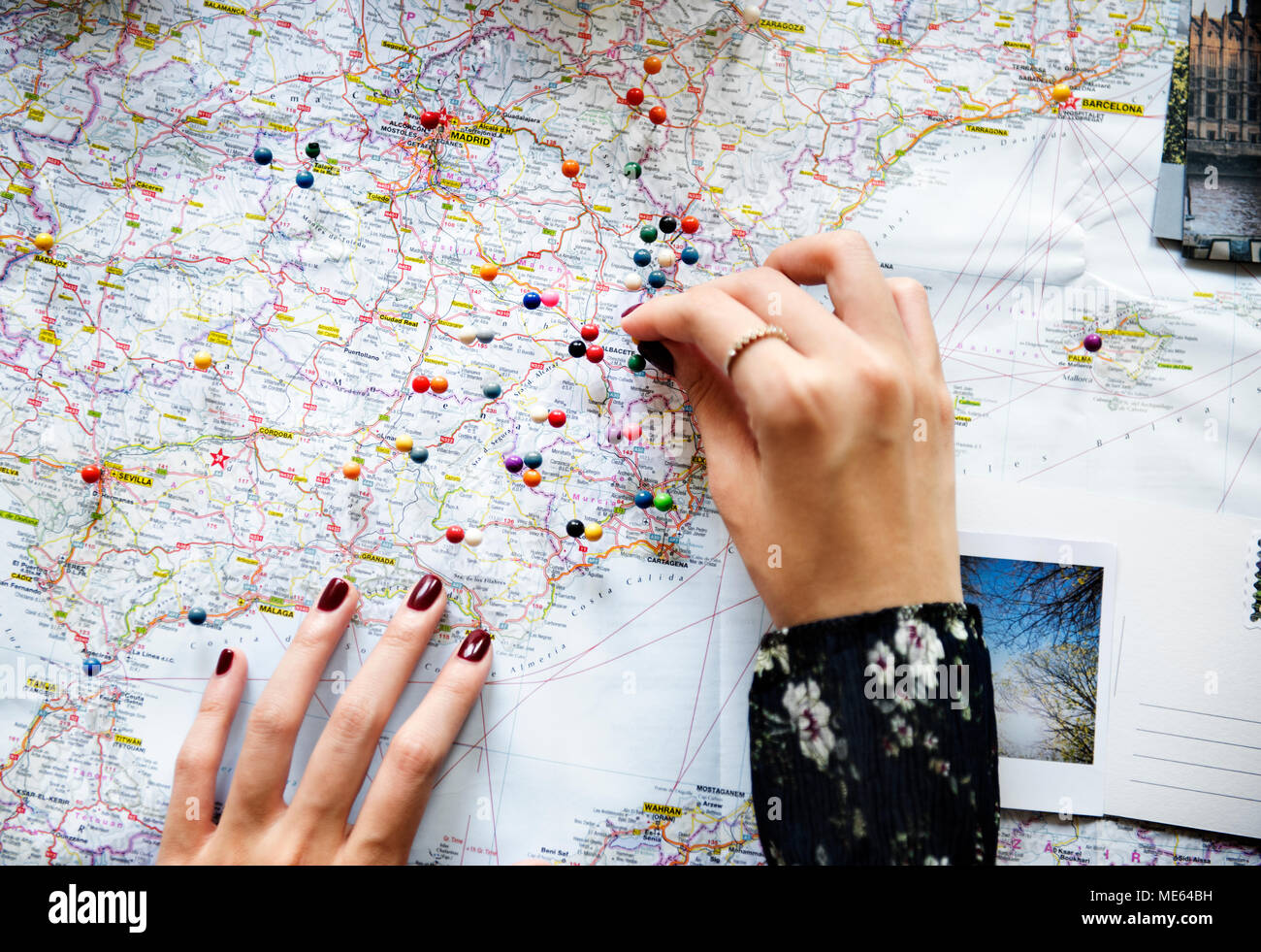 trip planning with map Stock Photo Alamy