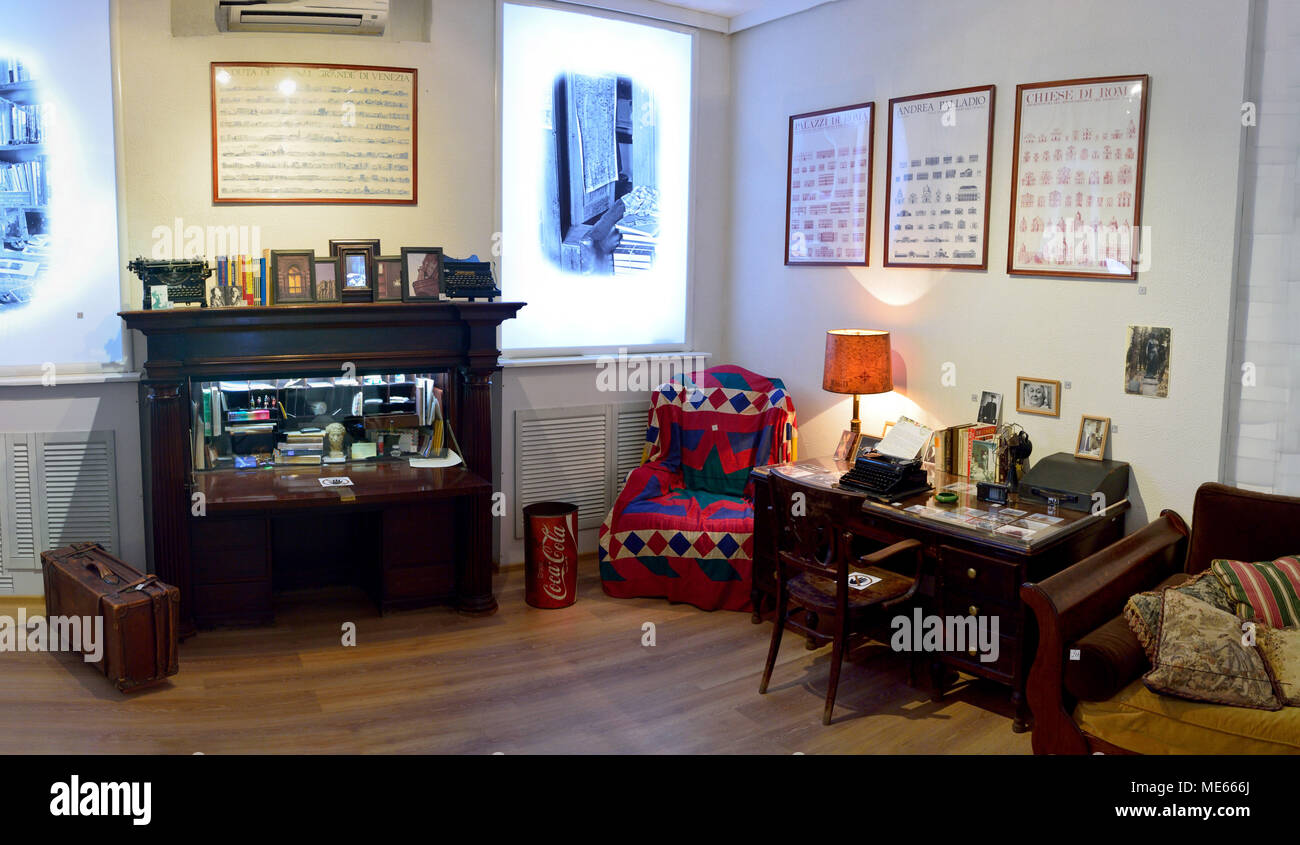 St Petersburg, Russia - March 25, 2018. Interior view of Joseph Brodsky American Study recreated at the Fountain House in St Petersburg. Stock Photo