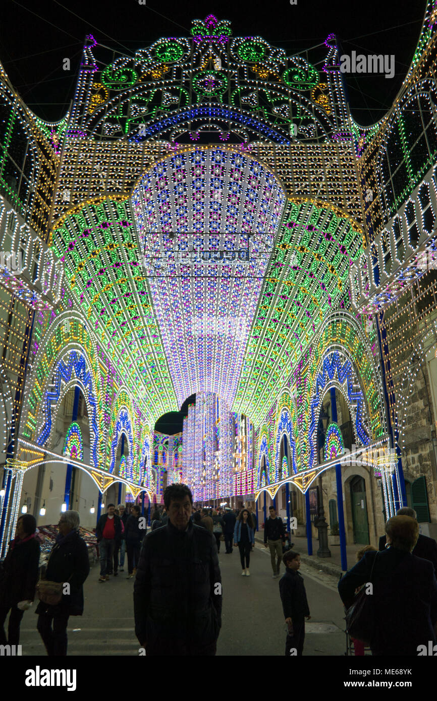 Luminarie of Salento - led lights in salento with luminarie Stock Photo