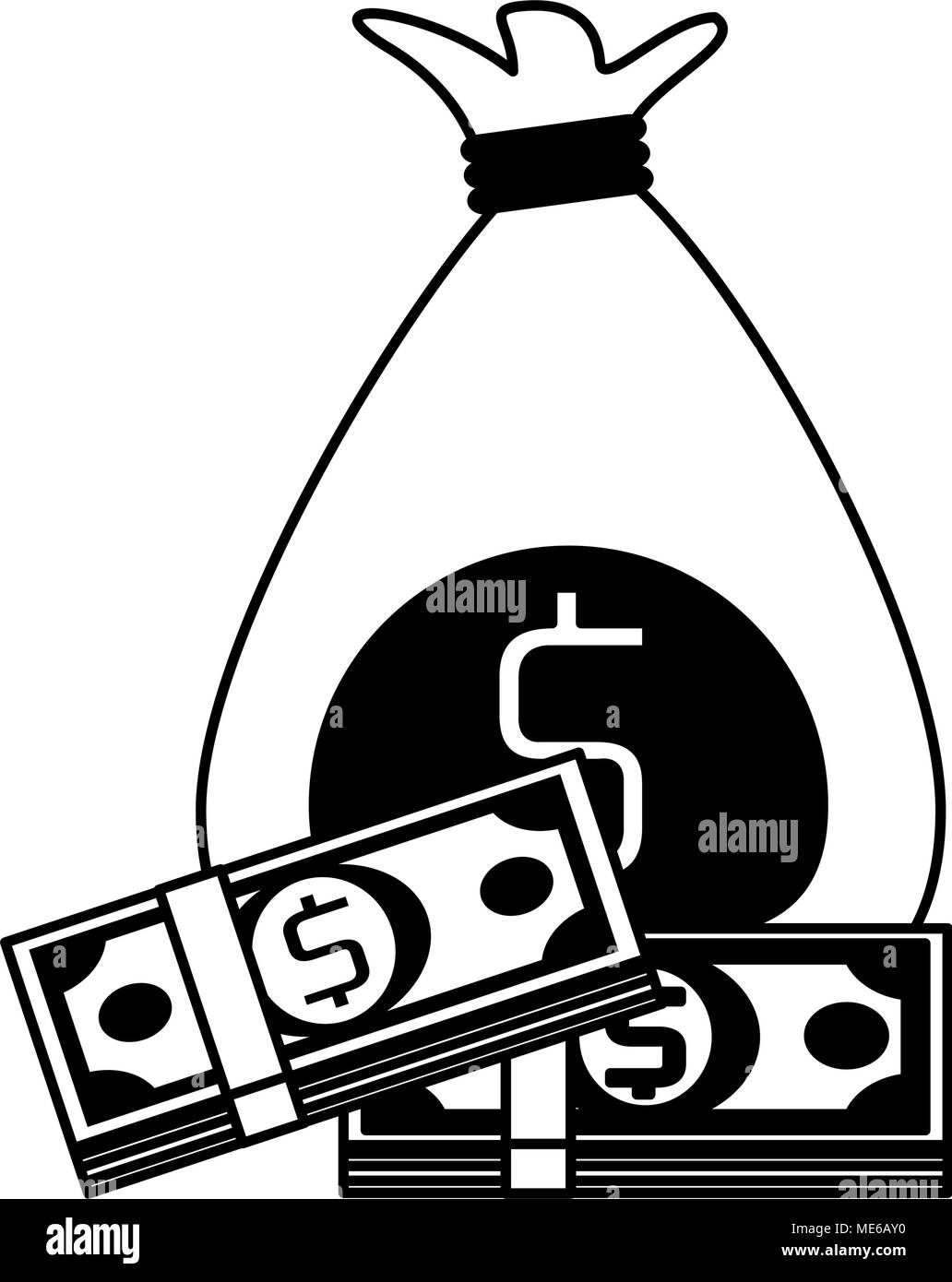 Money bag symbol on black and white Stock Vector Image & Art - Alamy