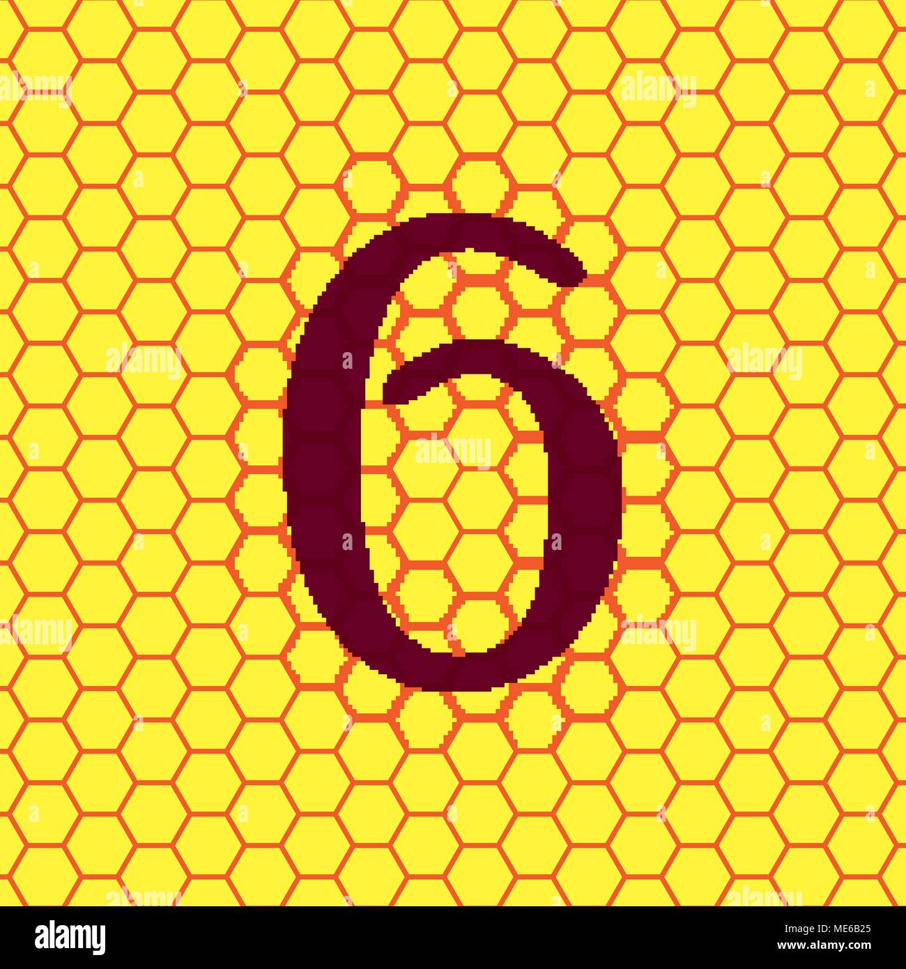 number six icon symbol on a yellow background abstract similar to a ...