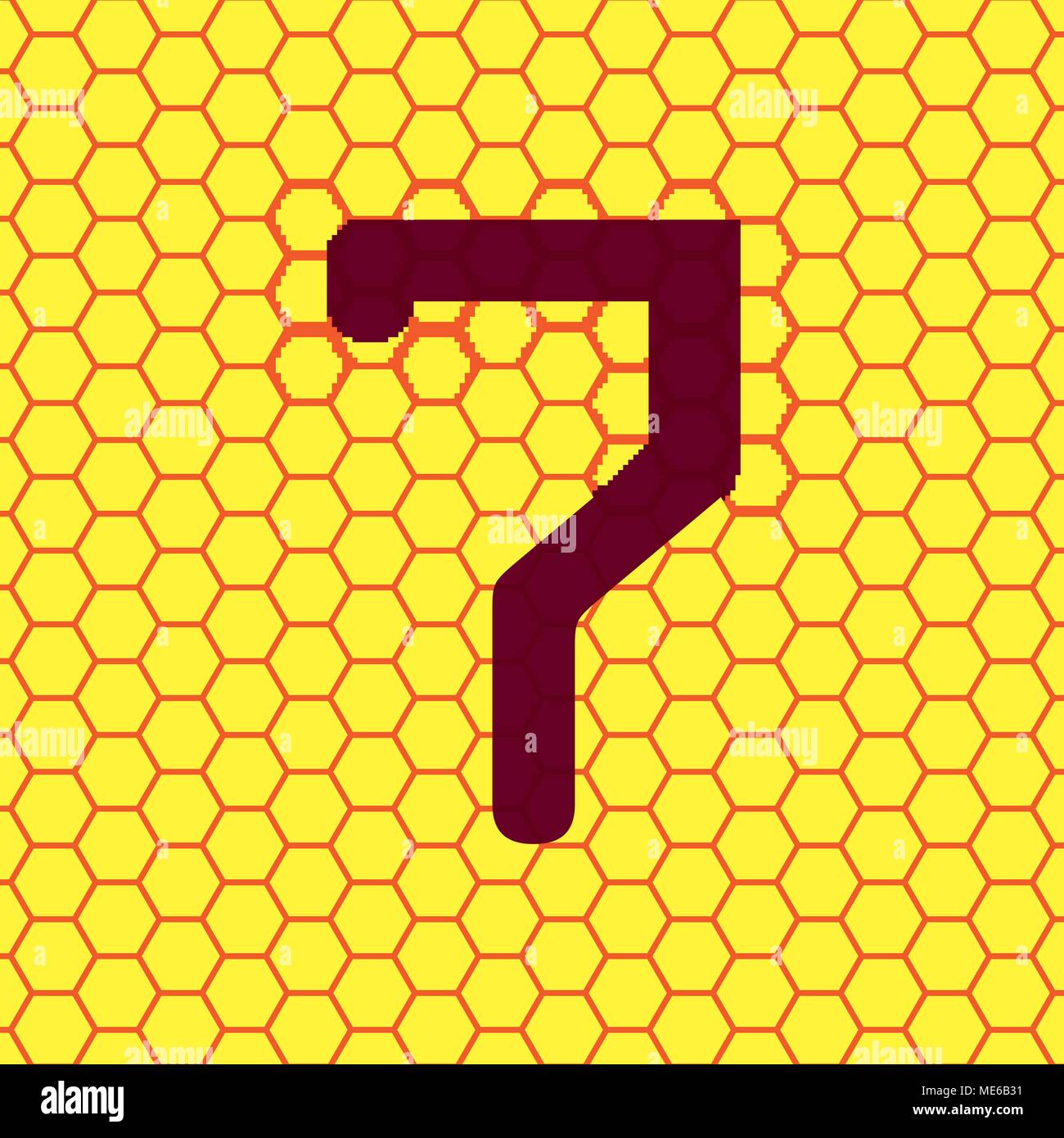 number seven icon symbol on a yellow background abstract similar to a ...