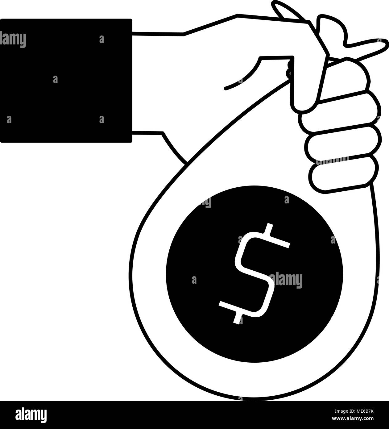 Hand with money bag on black and white Stock Vector Image & Art - Alamy